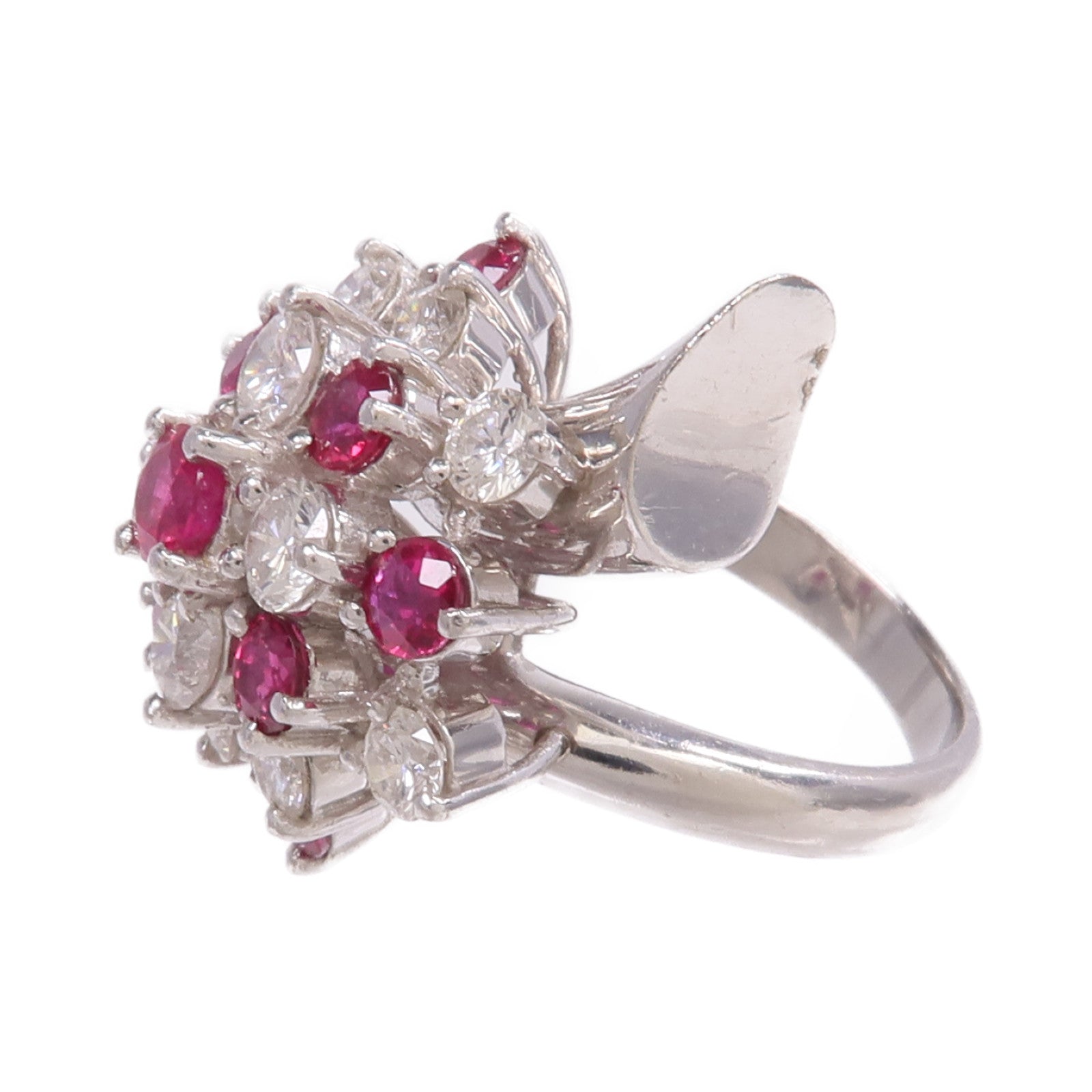 JEWELRY PT900鉑金Ruby Diamond Ring紅寶石/鑽石戒指US#5.5