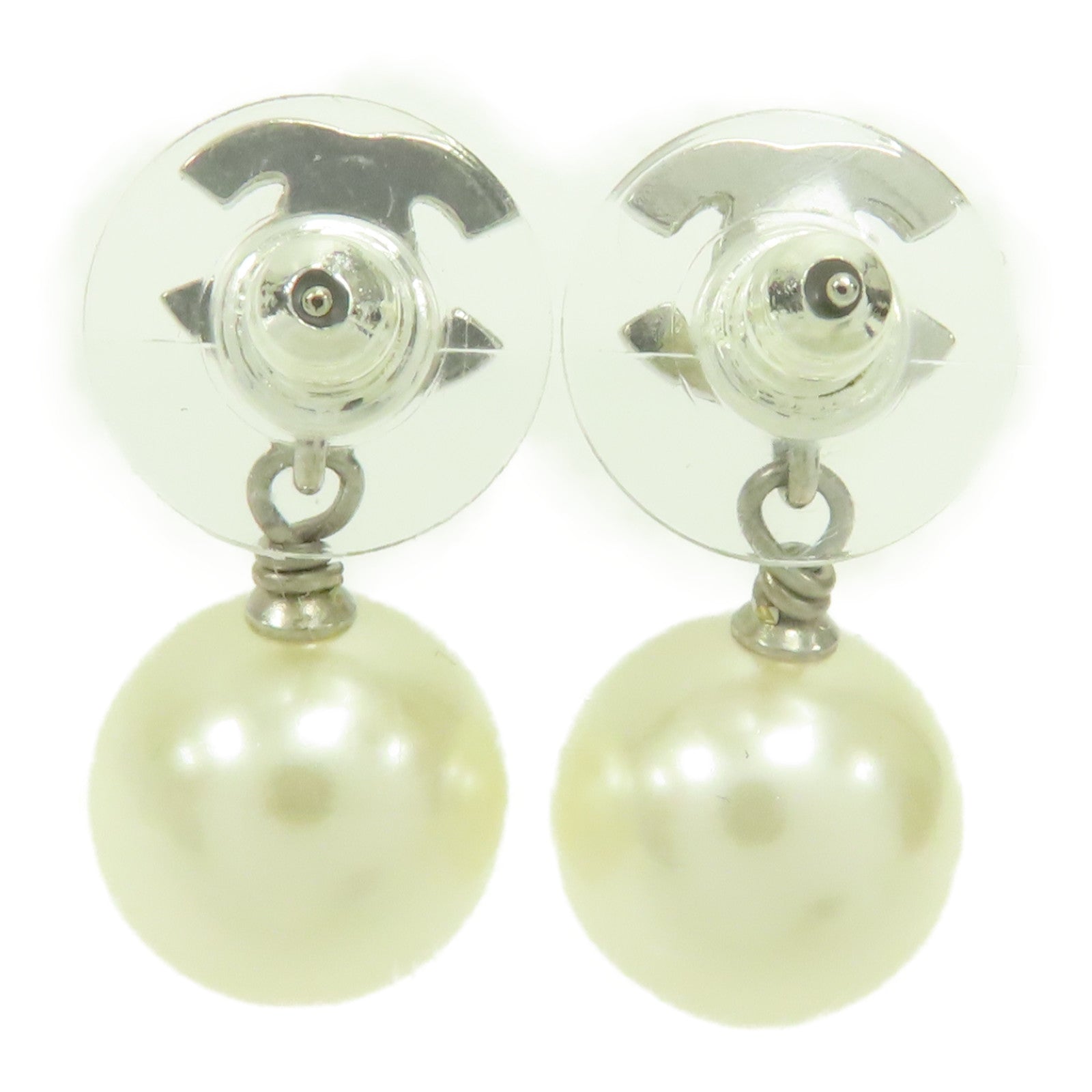CHANEL PVC/金屬Earrings耳環銀色/白色