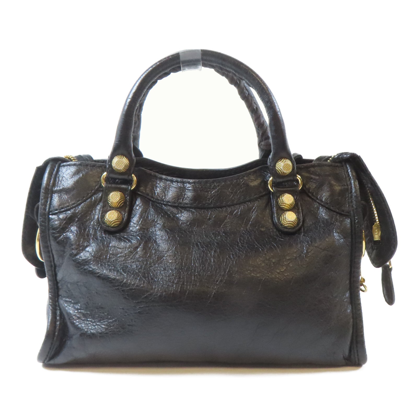 BALENCIAGA 羊皮皮革Mini City金扣手挽肩背兩用袋黑色