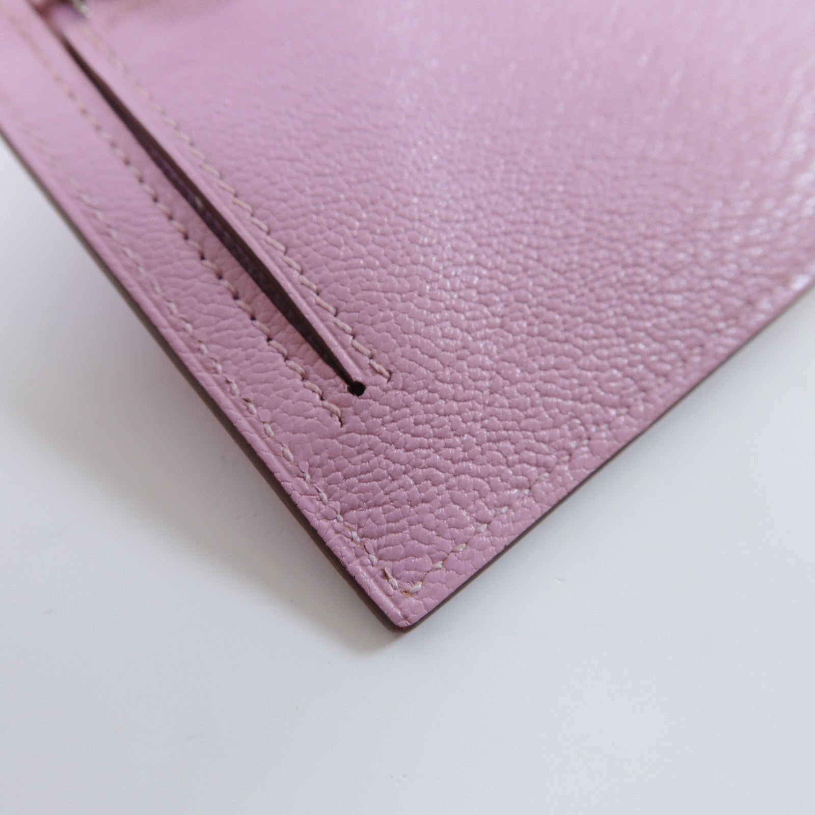 HERMES 【激減優惠】Chevre皮革Kelly Pocket金扣卡片套/零錢包Mauve Sylvestre錦葵紫色
