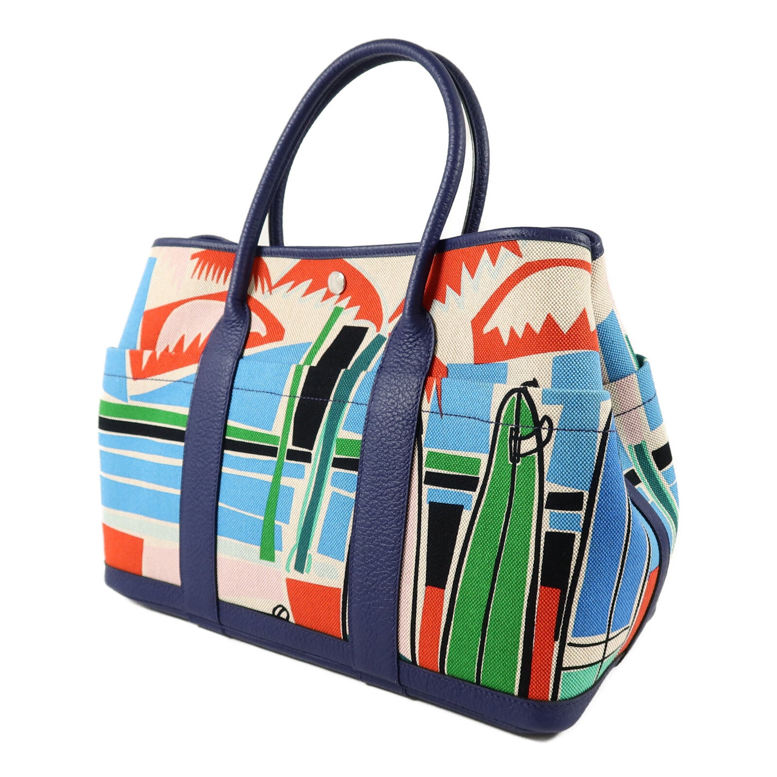HERMES Canvas/Negonda皮革Garden Party PM Pocket手挽肩背兩用袋Multi Color
