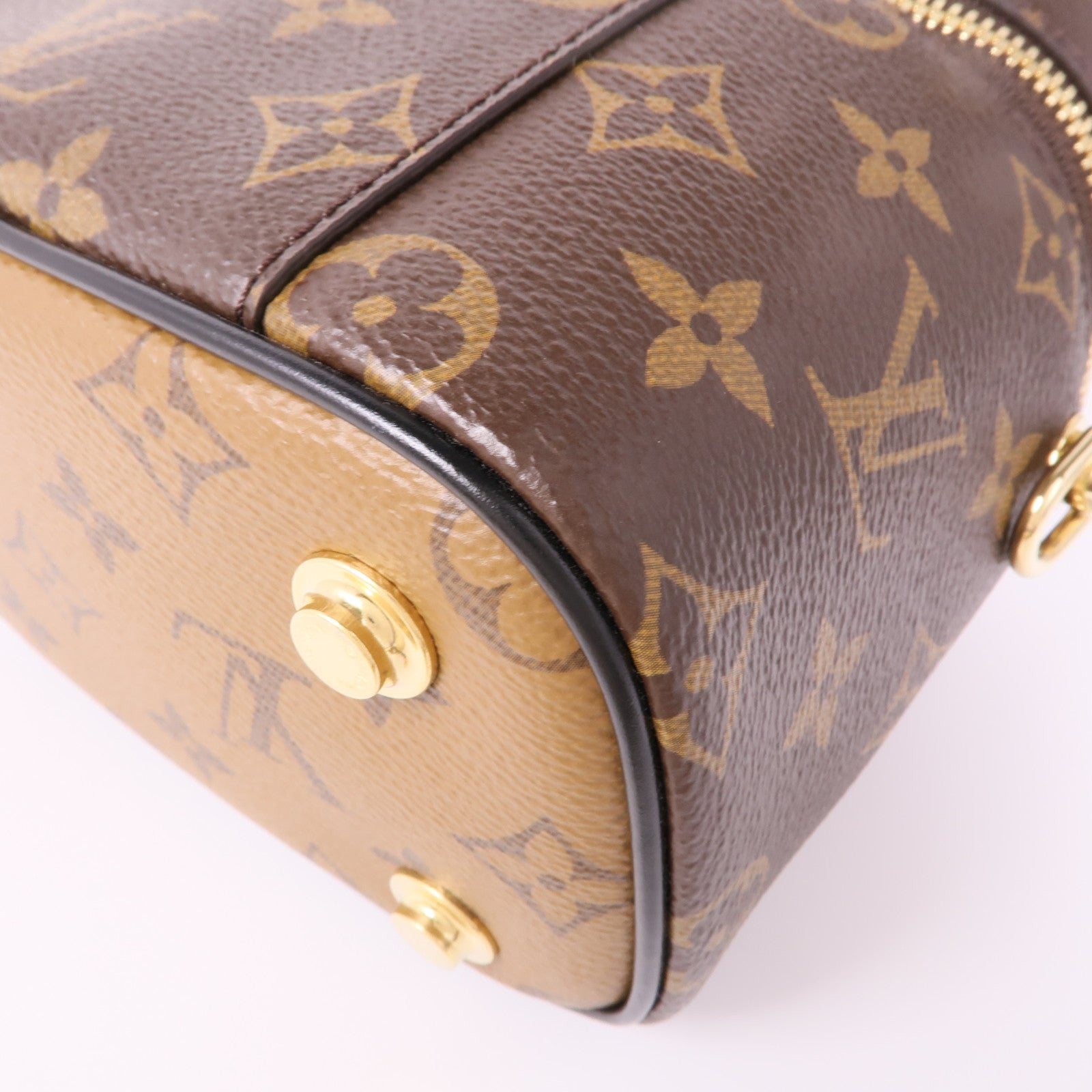 LOUIS VUITTON Monogram Reverse Vanity PM金扣手挽肩背兩用袋棕色