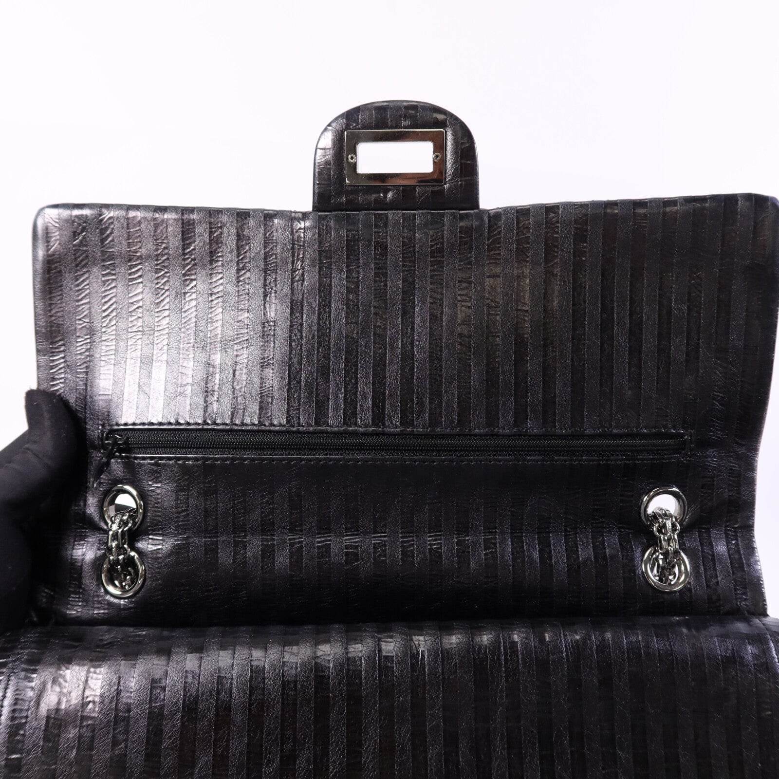 CHANEL 【激減優惠】牛皮皮革2.55 Large銀扣鏈帶肩背袋