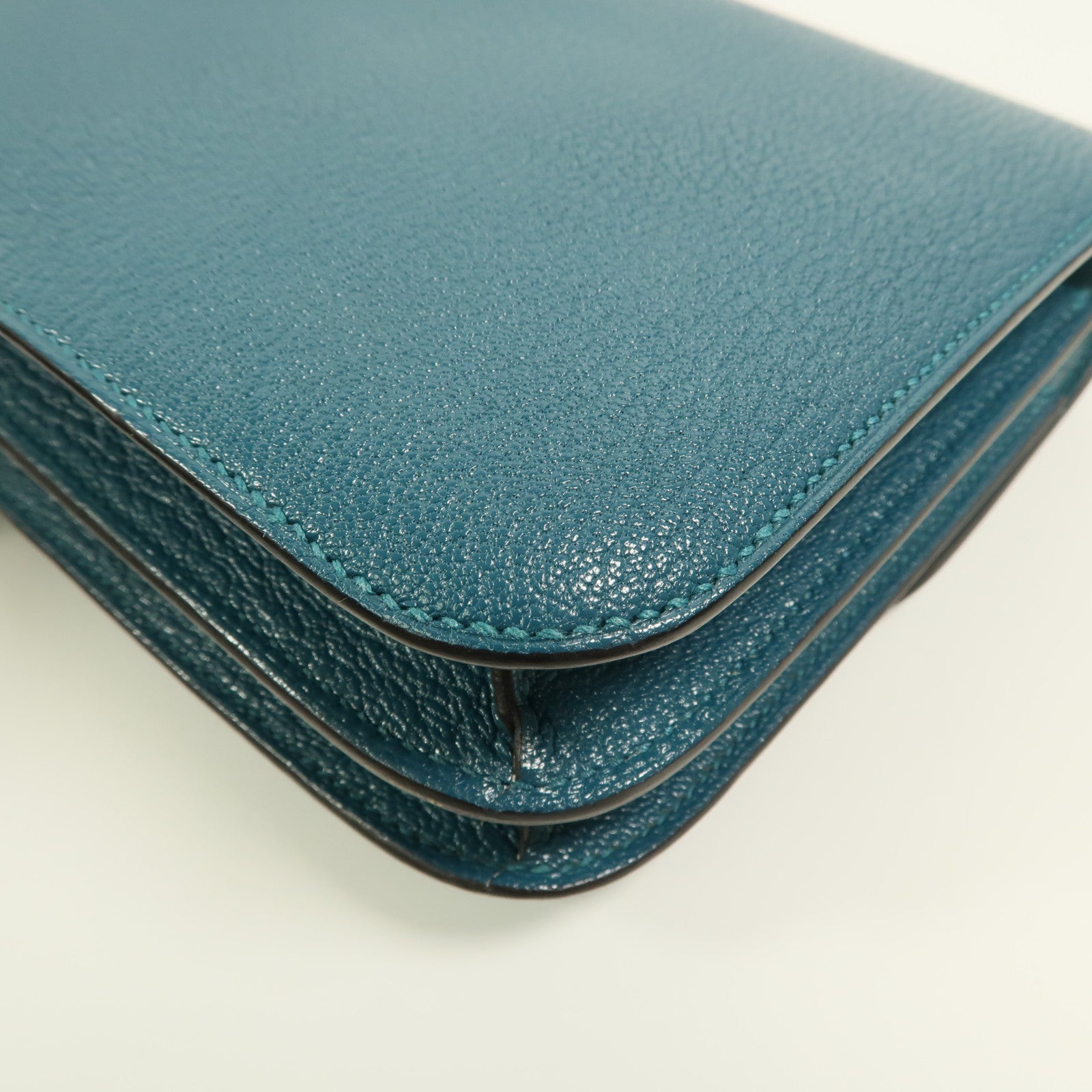 HERMES Chevre Mysore皮革Constance Mini肩背袋Vert Bosphore