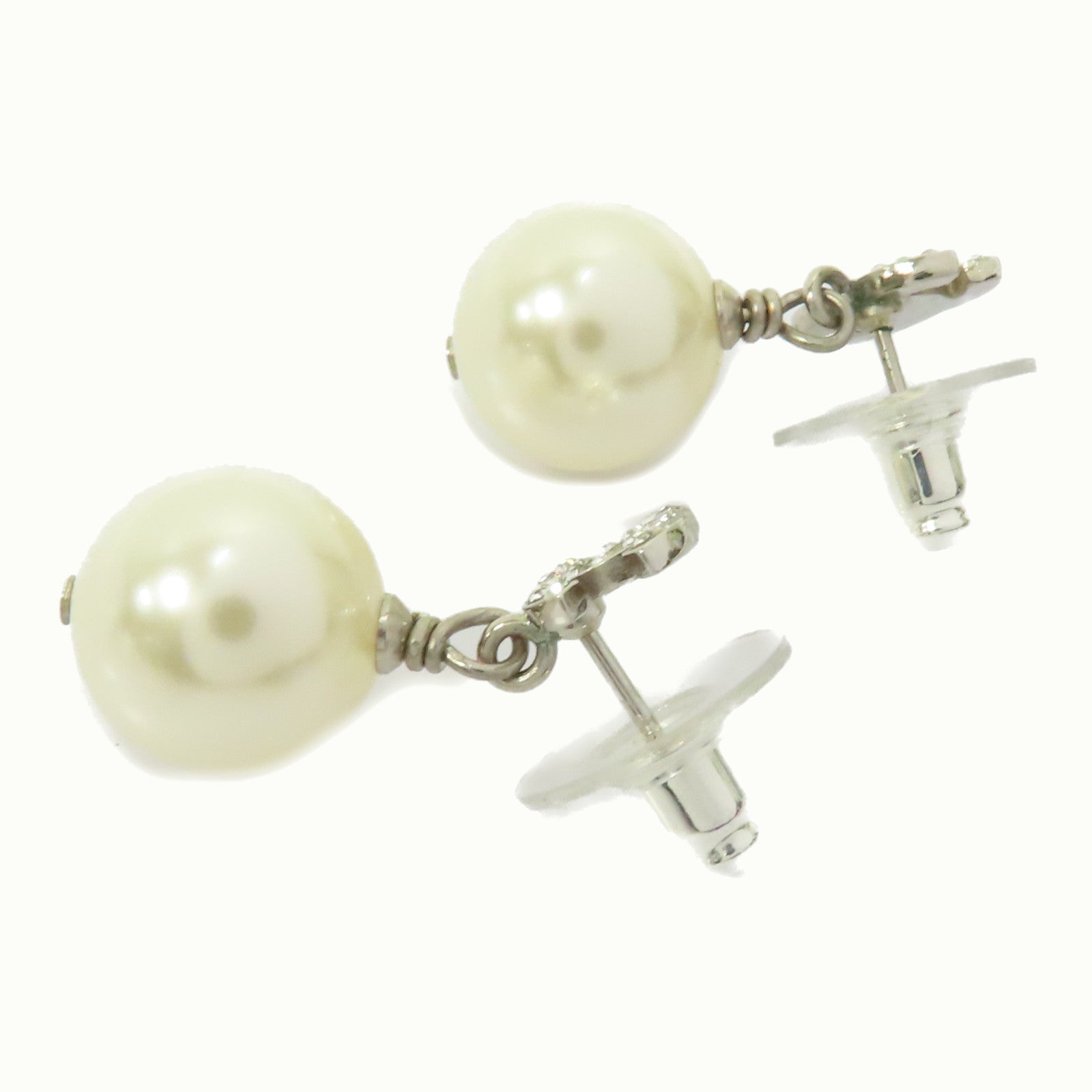 CHANEL PVC/金屬Earrings耳環銀色/白色
