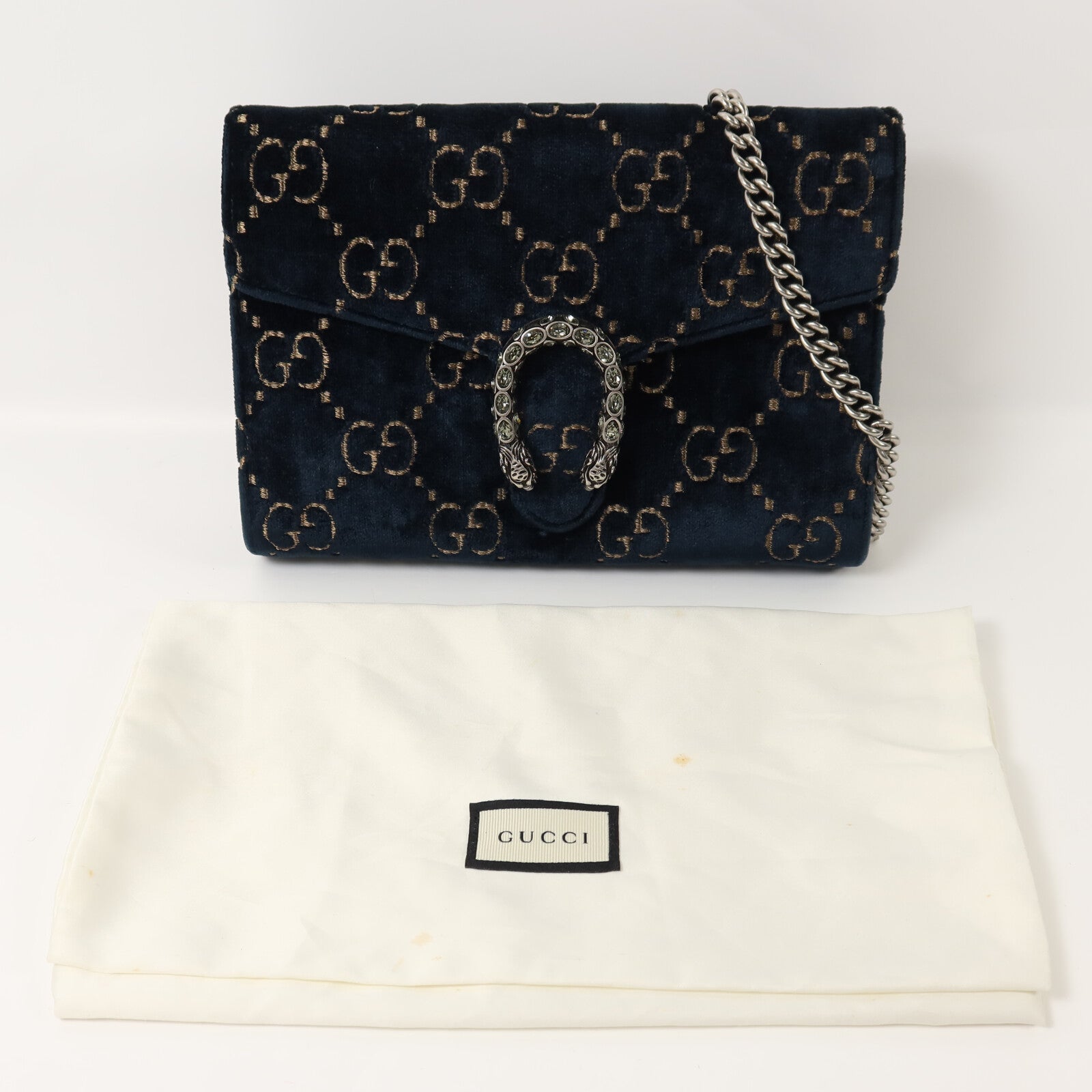 GUCCI 天鵝絨Wallet On Chain鏈帶肩背袋