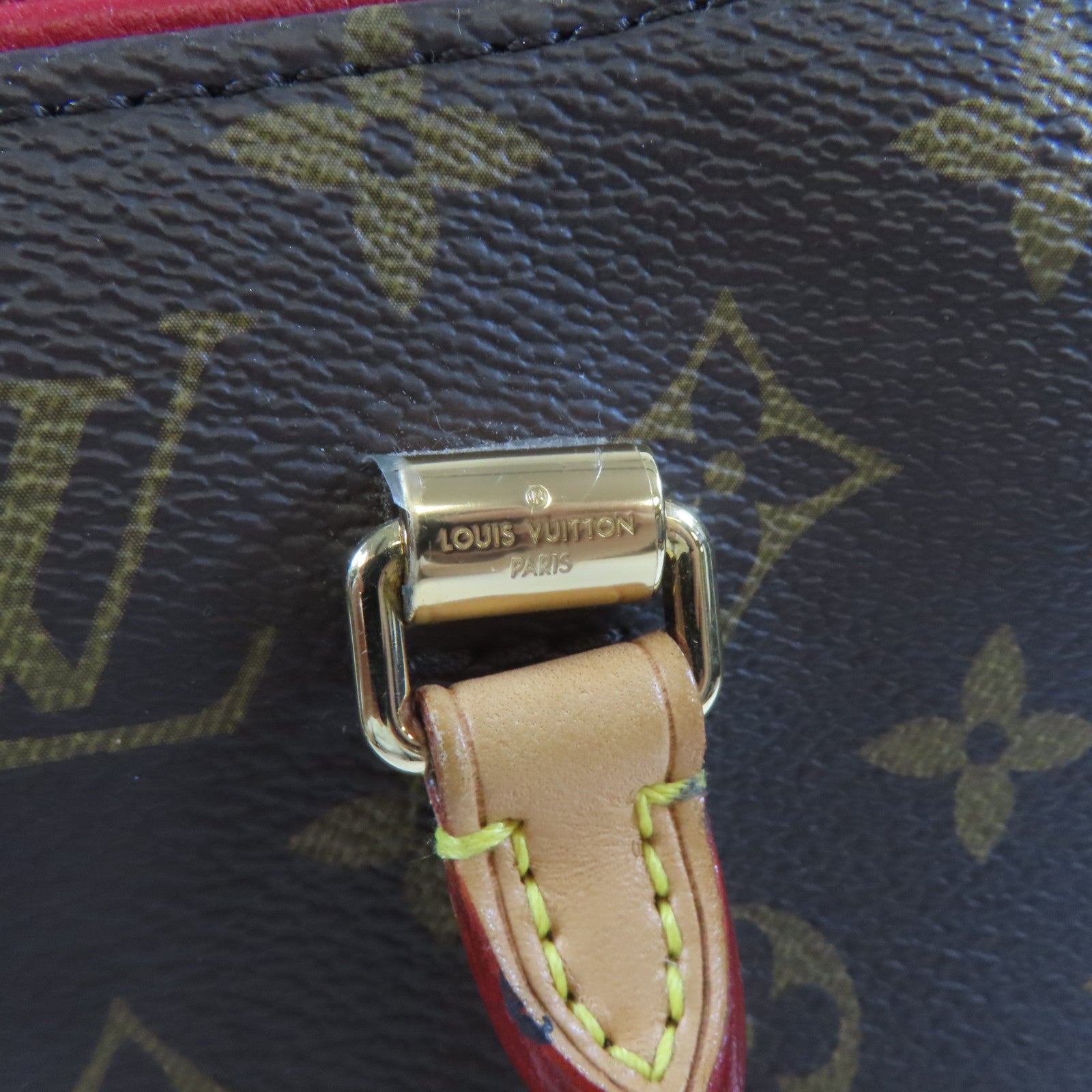 LOUIS VUITTON Monogram Pallas MM金扣手挽肩背兩用袋啡色/紅色
