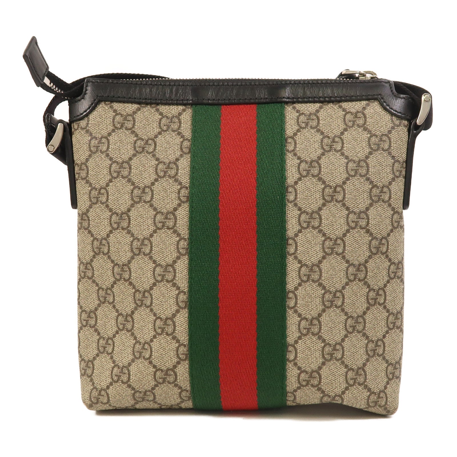 GUCCI 塗層帆布GG Supreme Shoulder Bag銀扣肩背袋