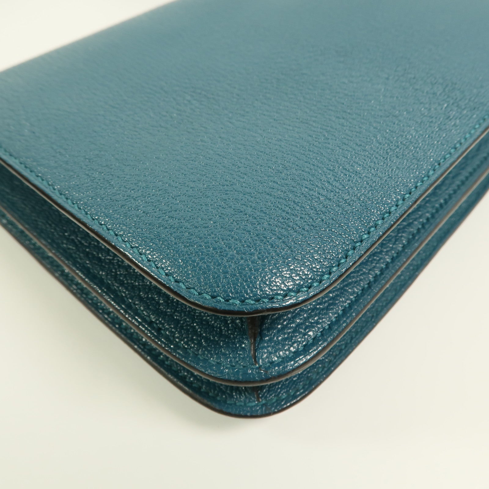 HERMES Chevre Mysore皮革Constance Mini肩背袋Vert Bosphore