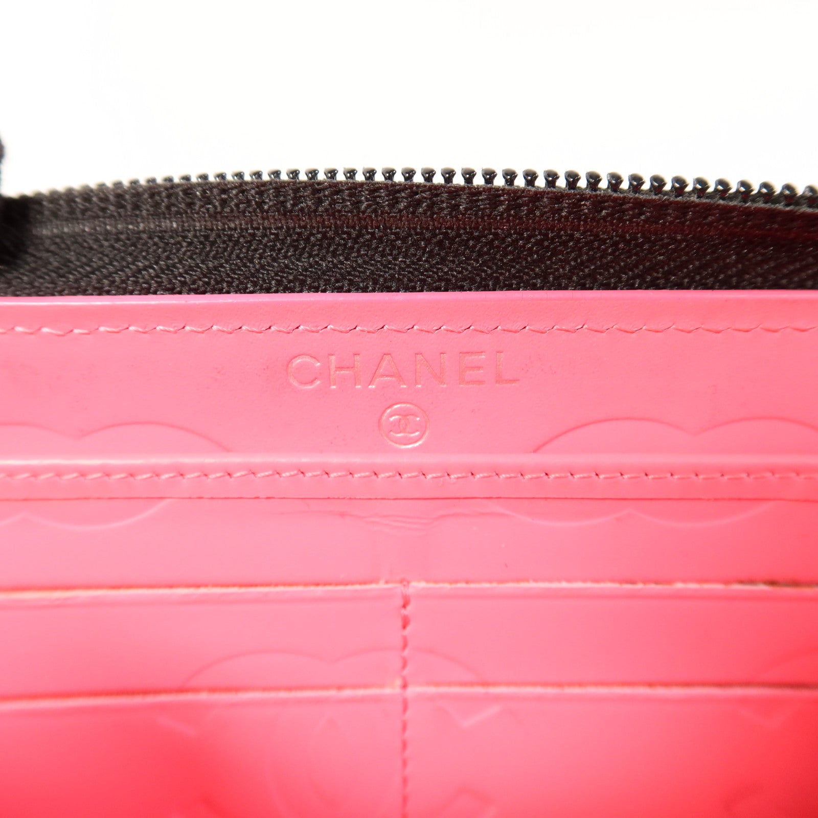 CHANEL 牛皮皮革Cambon Long Round Wallet銀扣長錢包