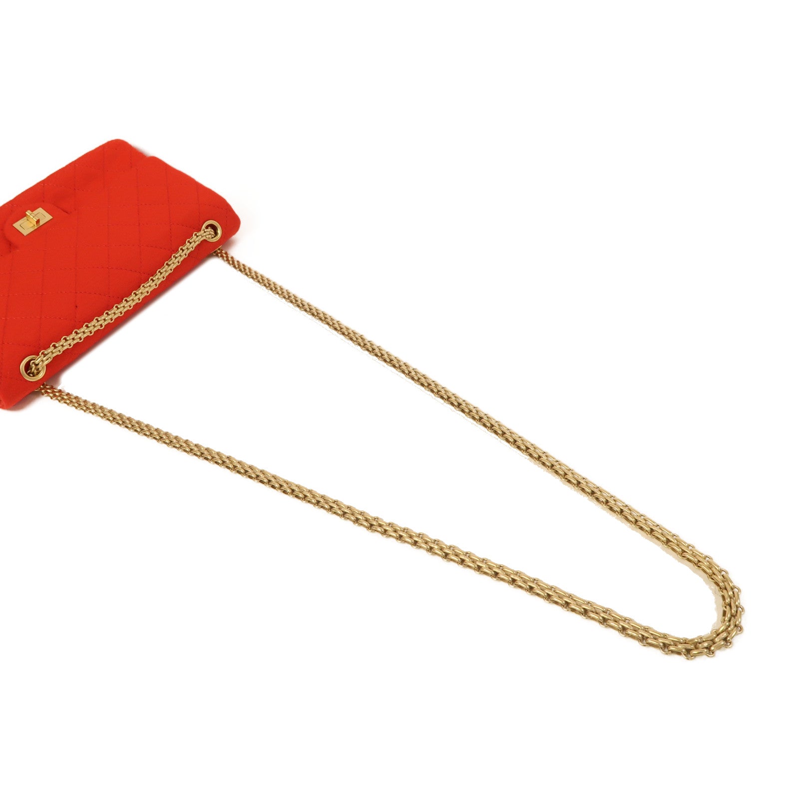 CHANEL 帆布2.55 Chain Shoulder金扣鏈帶肩背袋紅色