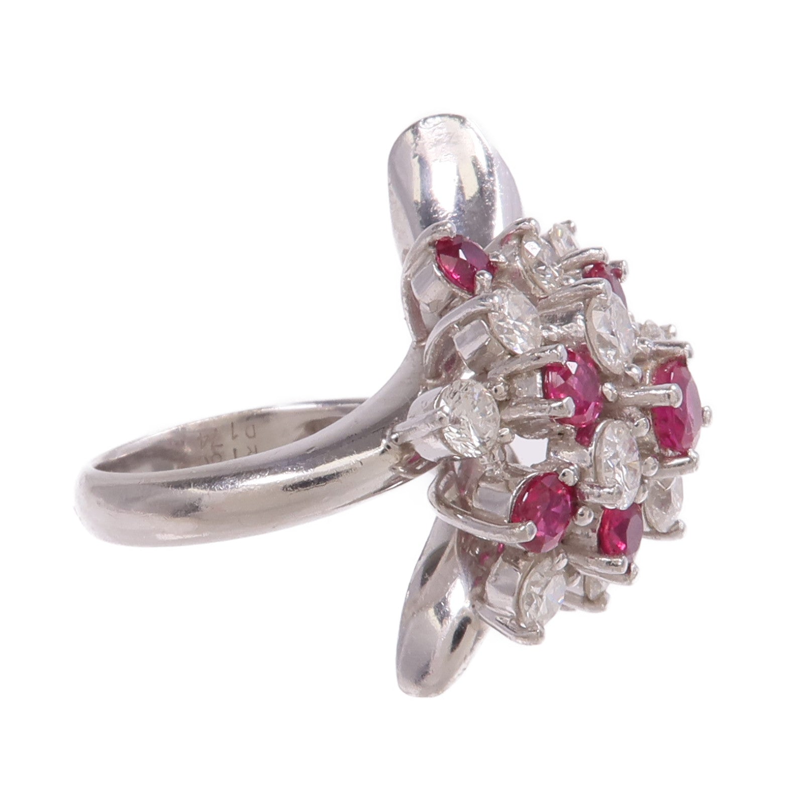 JEWELRY PT900鉑金Ruby Diamond Ring紅寶石/鑽石戒指US#5.5