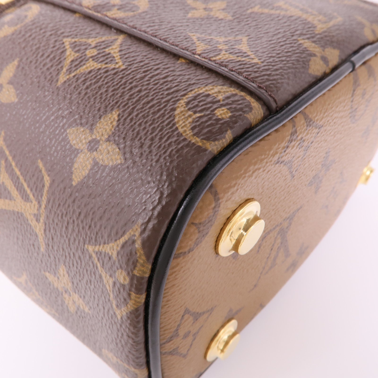 LOUIS VUITTON Monogram Reverse Vanity PM金扣手挽肩背兩用袋棕色