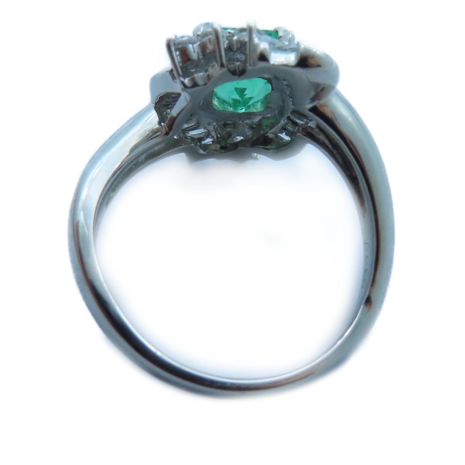 JEWELRY PT900白金Emerald/Diamond Ring 1.15ct綠寶石/0.50ct鑽石戒指US#6
