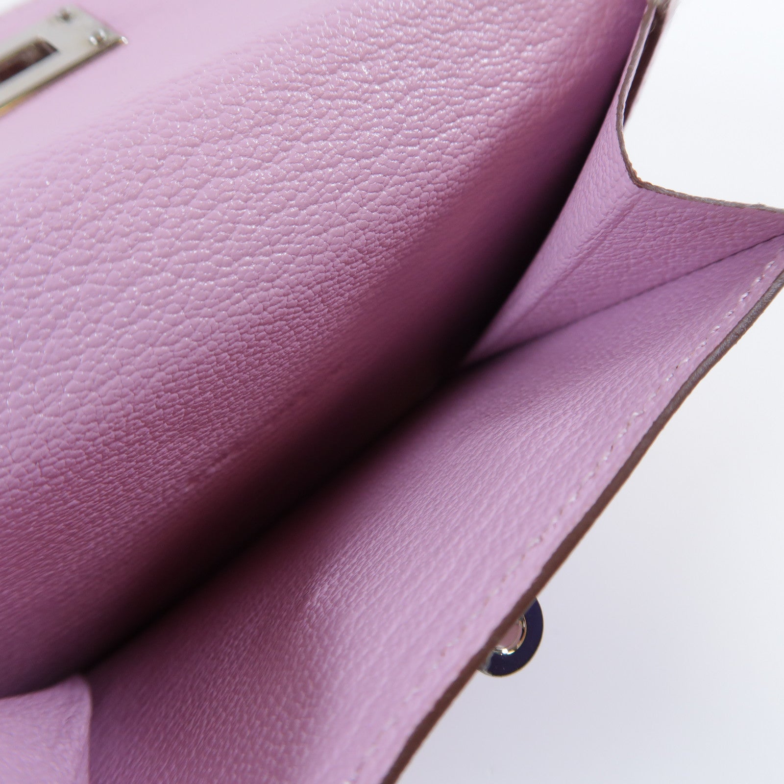 HERMES 【激減優惠】Chevre皮革Kelly Pocket金扣卡片套/零錢包Mauve Sylvestre錦葵紫色