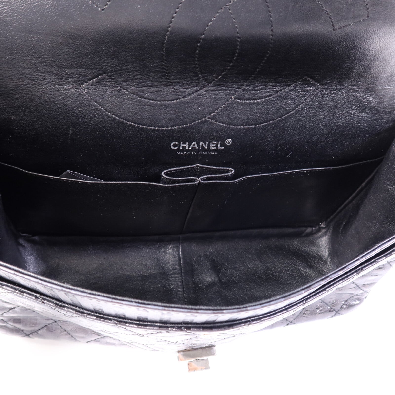 CHANEL 牛皮皮革2.55 Large銀扣鏈帶肩背袋