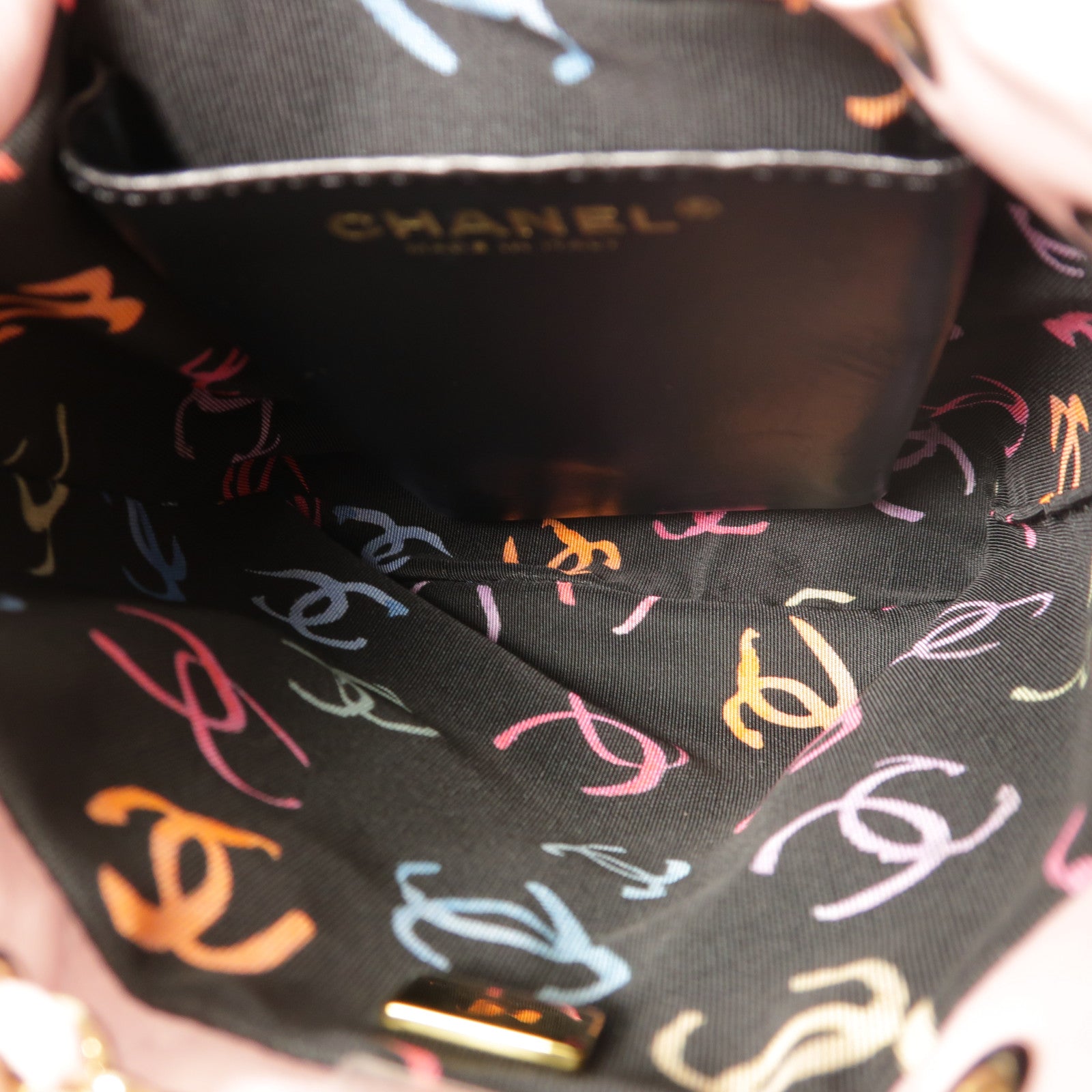 CHANEL 羊皮皮革Backpack金扣背包