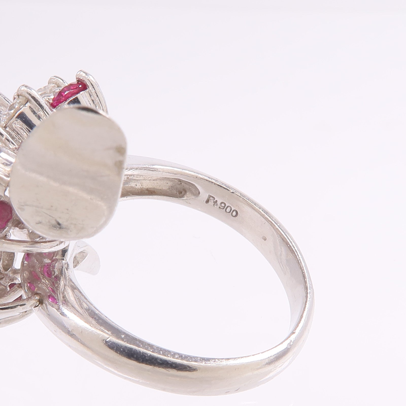 JEWELRY PT900鉑金Ruby Diamond Ring紅寶石/鑽石戒指US#5.5