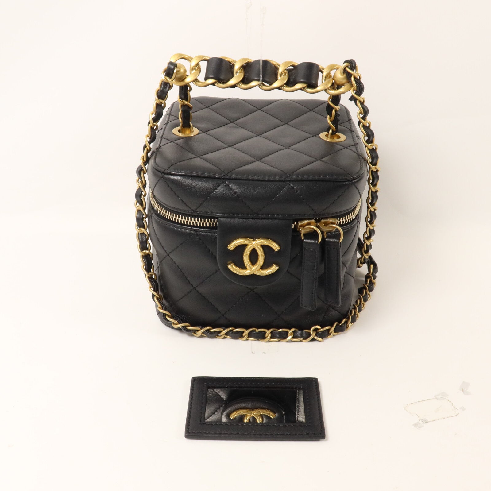 CHANEL 牛皮皮革Vanity Case 22S鏈帶手挽肩背兩用袋