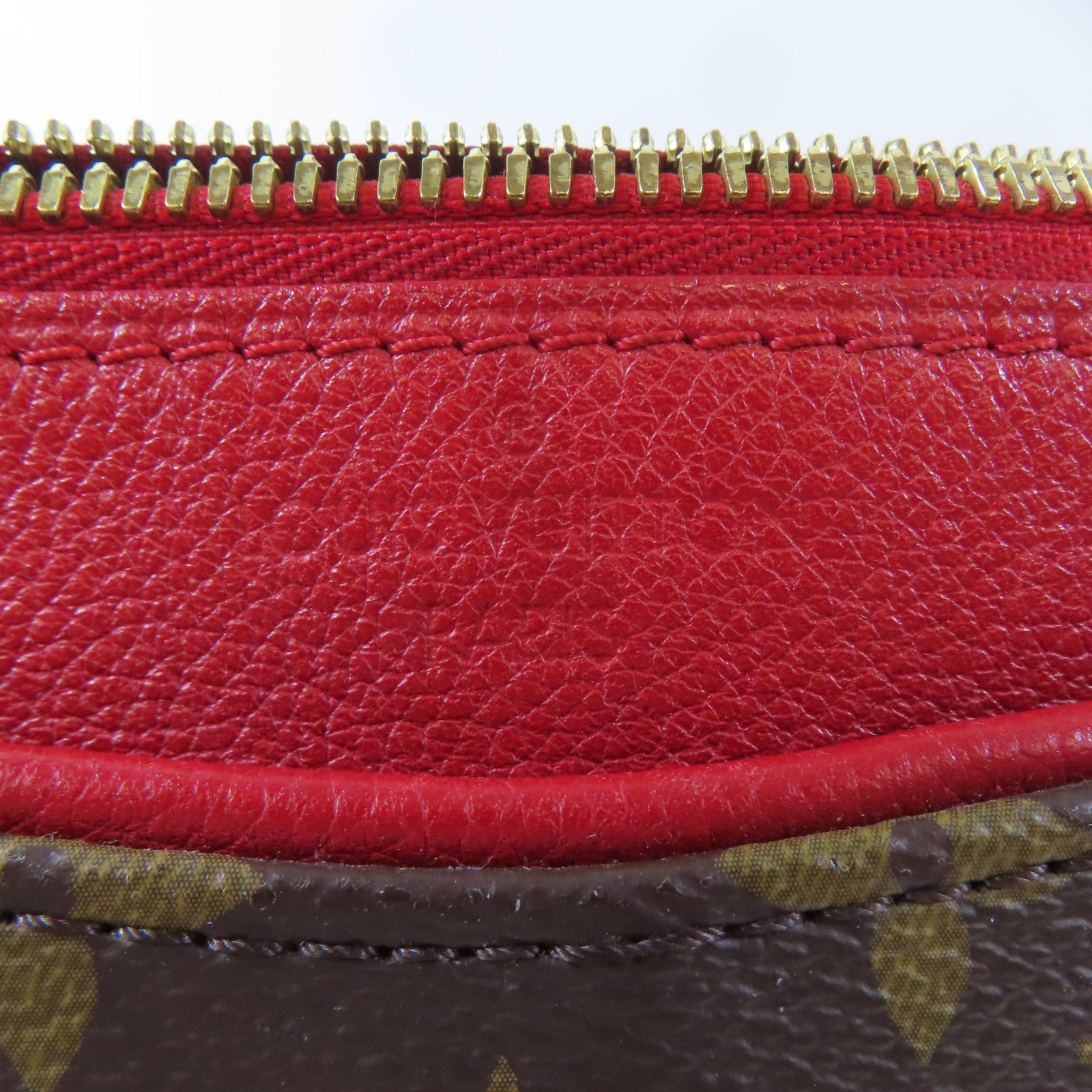 LOUIS VUITTON Monogram Pallas MM金扣手挽肩背兩用袋啡色/紅色