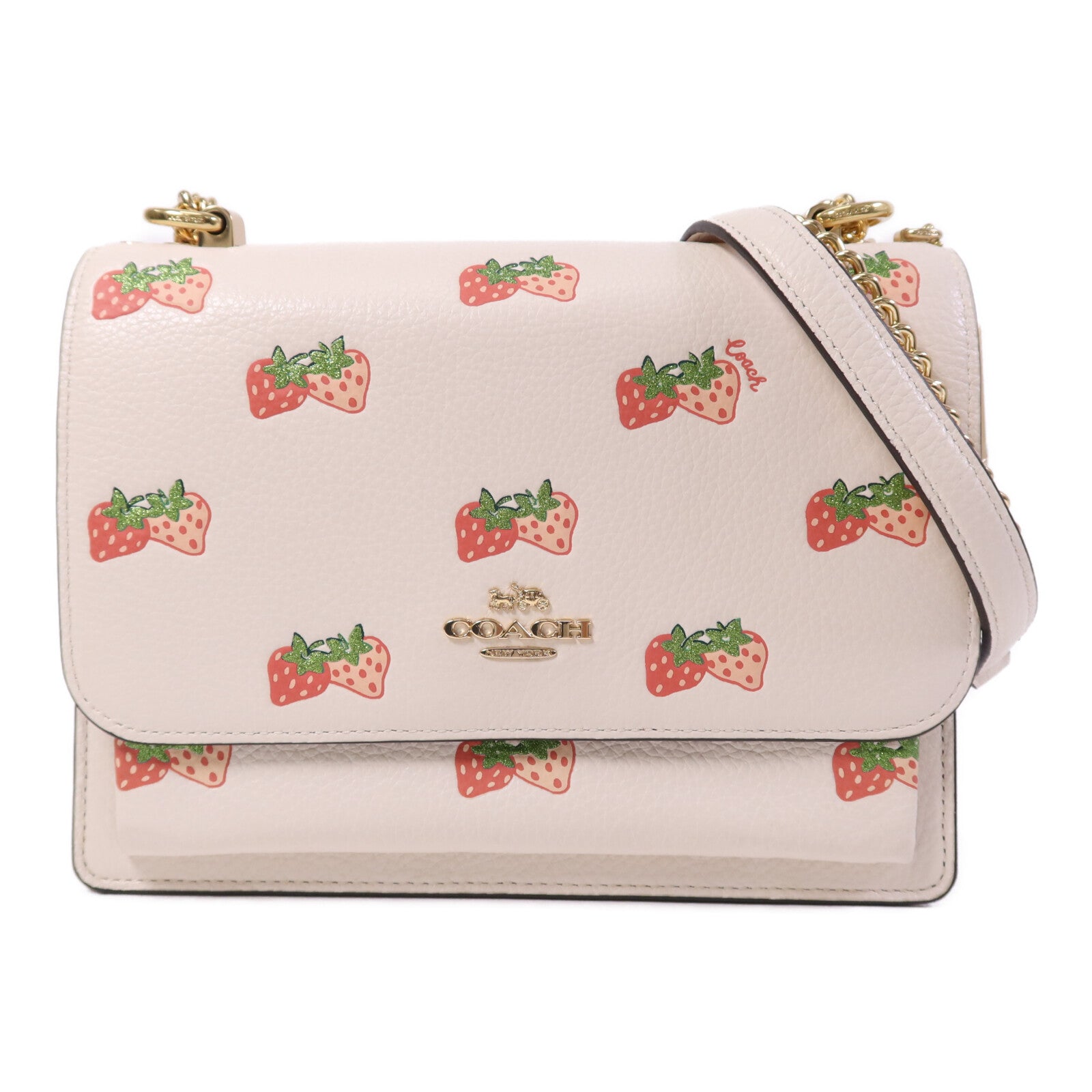 COACH 牛皮皮革Shoulder Bag金扣鏈帶肩背袋