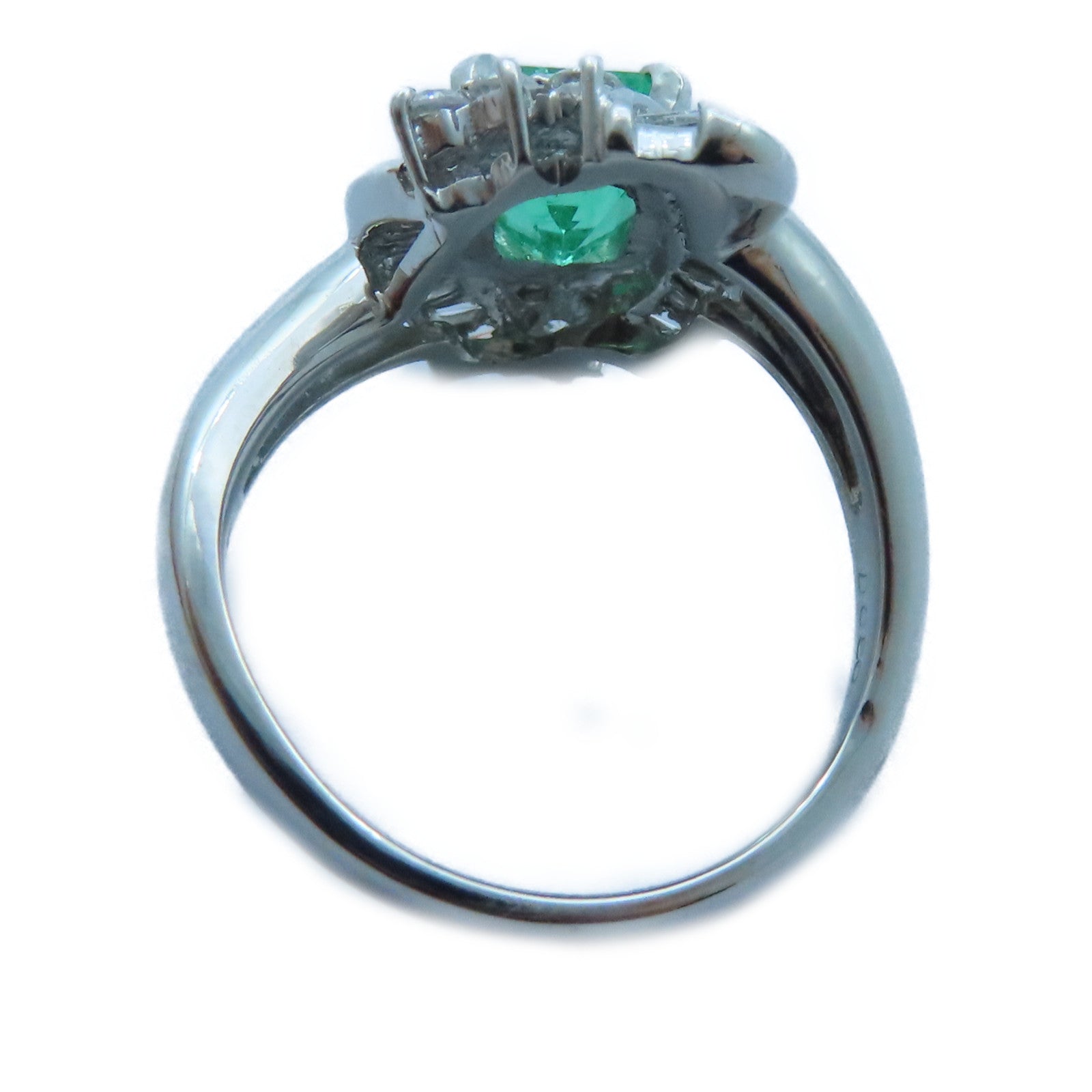 JEWELRY PT900白金Emerald/Diamond Ring 1.15ct綠寶石/0.50ct鑽石戒指US#6