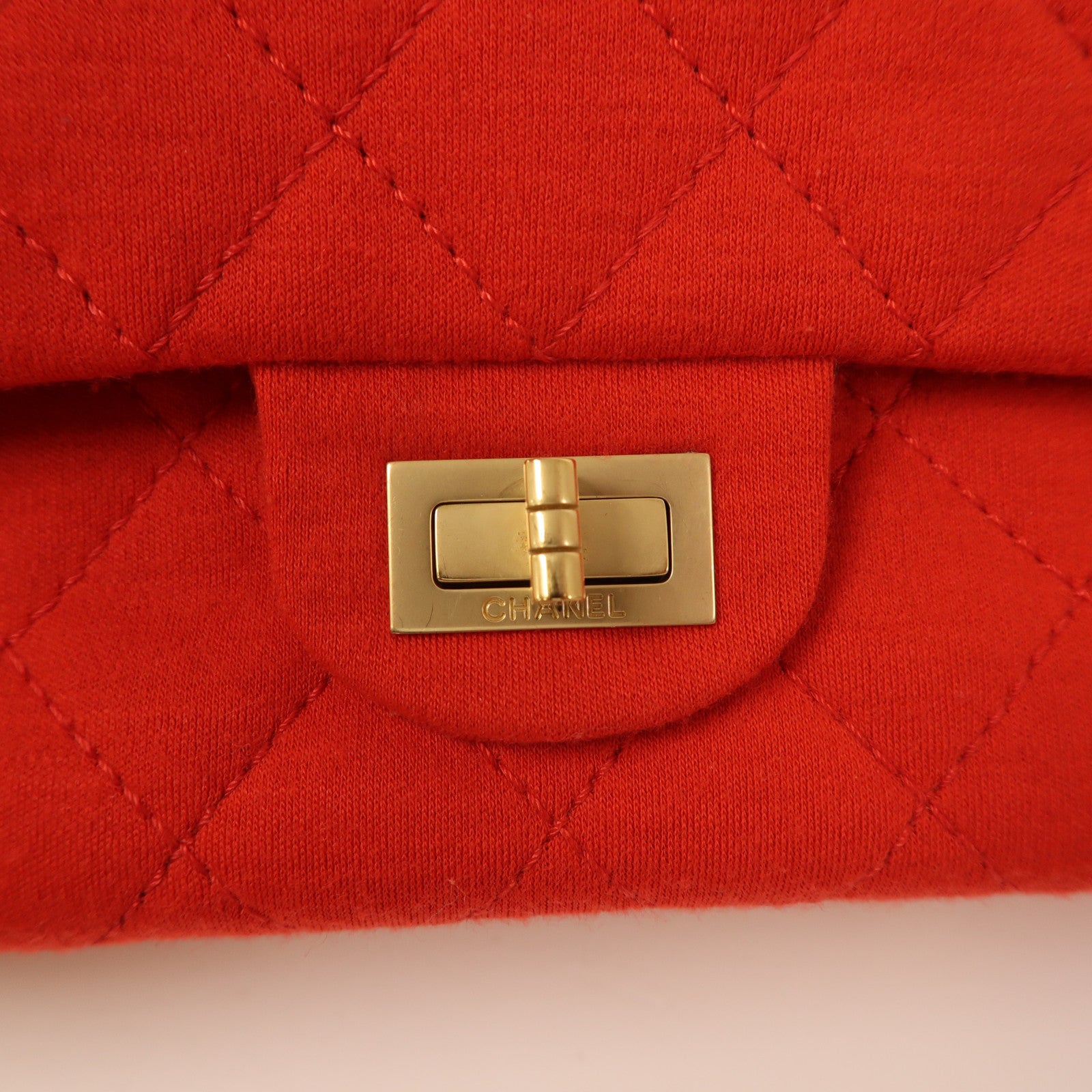 CHANEL 帆布2.55 Chain Shoulder金扣鏈帶肩背袋紅色