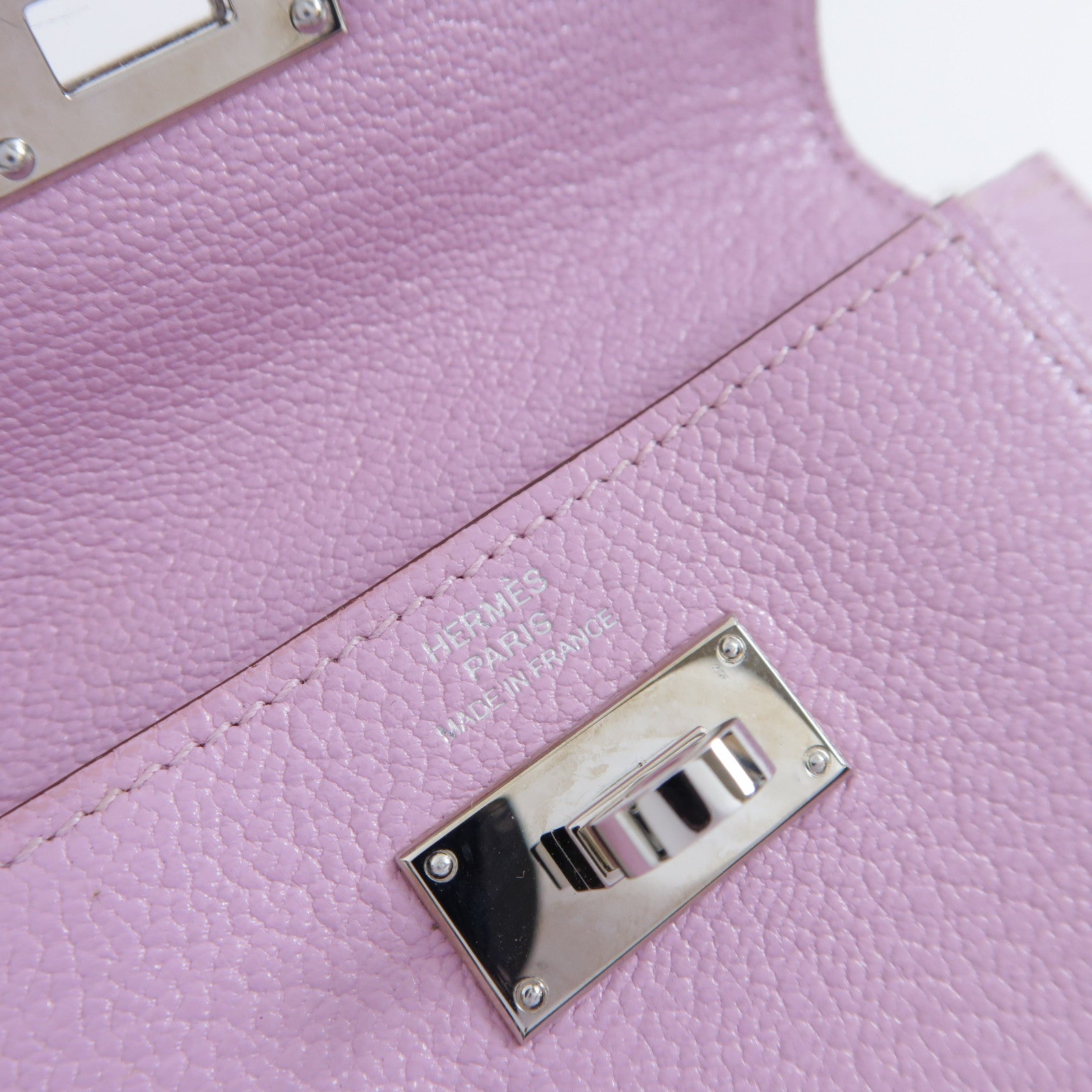 HERMES 【激減優惠】Chevre皮革Kelly Pocket金扣卡片套/零錢包Mauve Sylvestre錦葵紫色