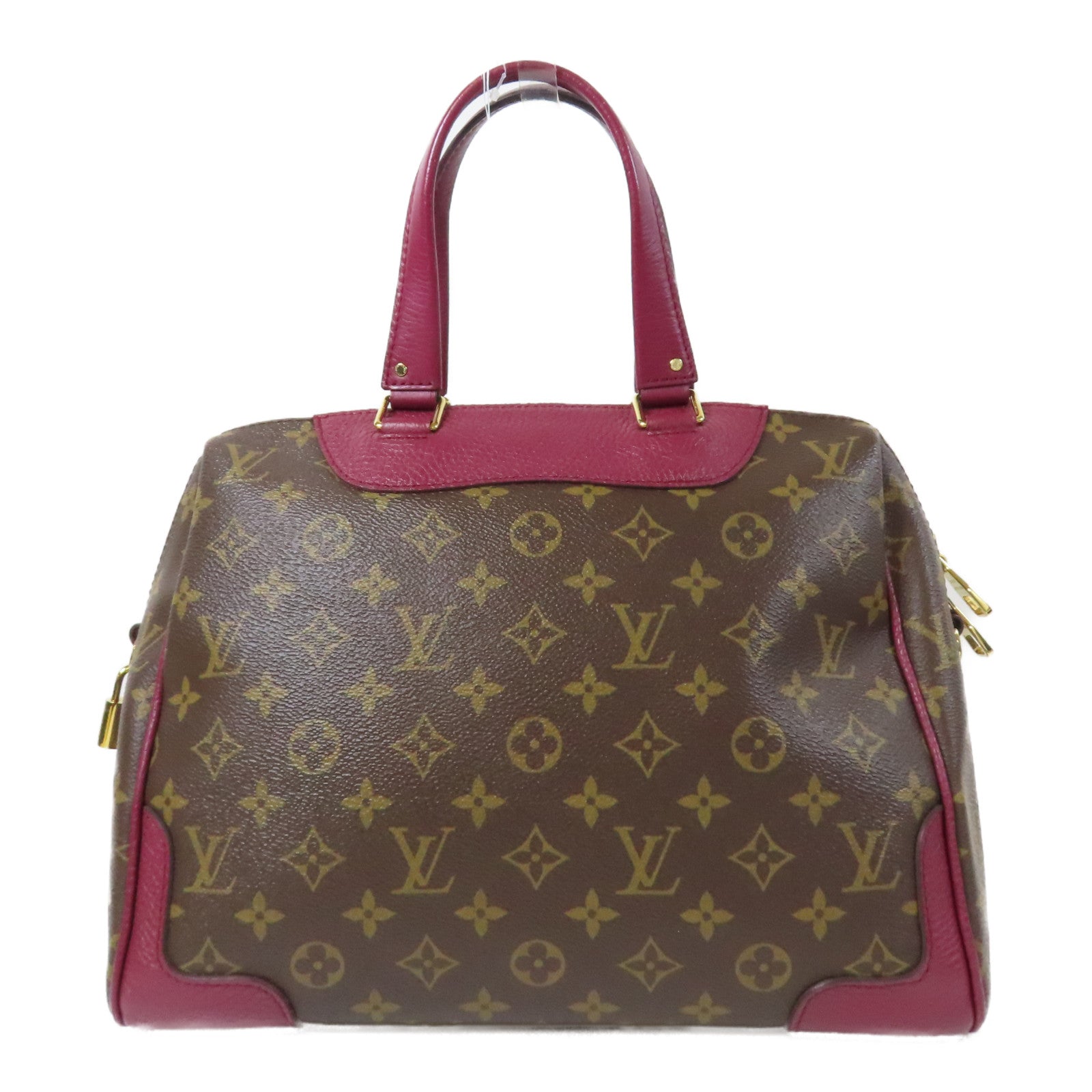 LOUIS VUITTON Monogram Retiro GM金扣手挽肩背兩用袋啡色/紅色