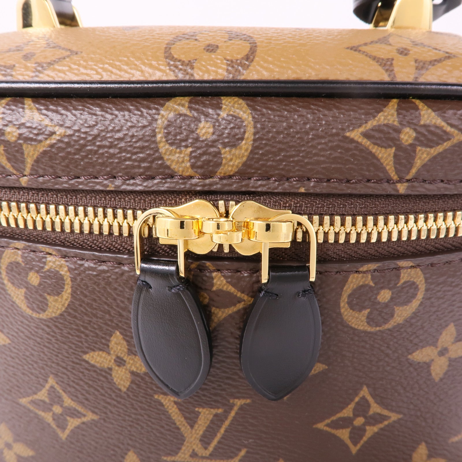 LOUIS VUITTON Monogram Reverse Vanity PM金扣手挽肩背兩用袋棕色