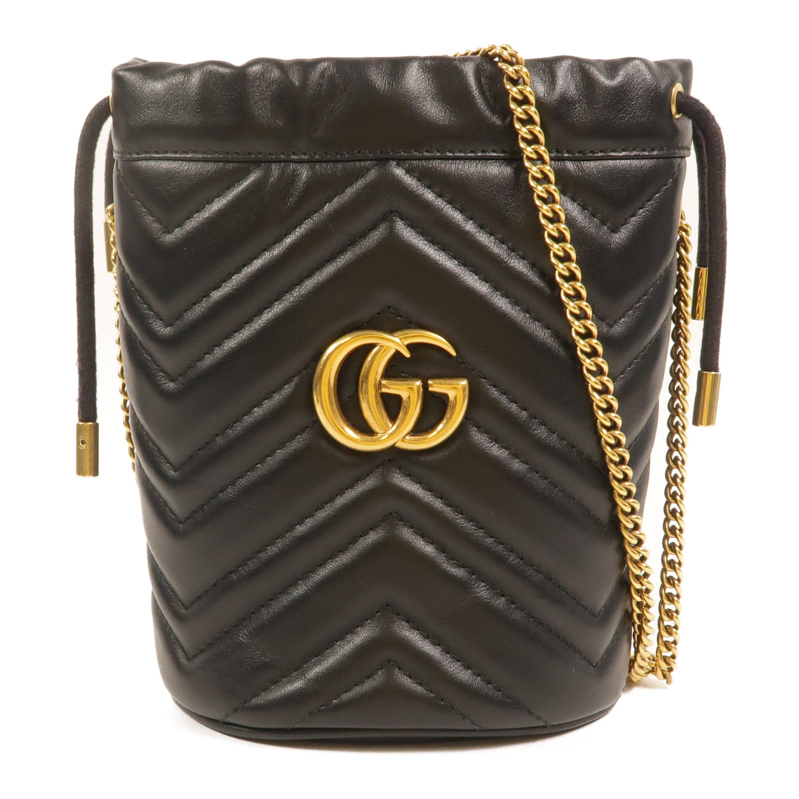 GUCCI 牛皮皮革GG Marmont Bucket鏈帶肩背袋