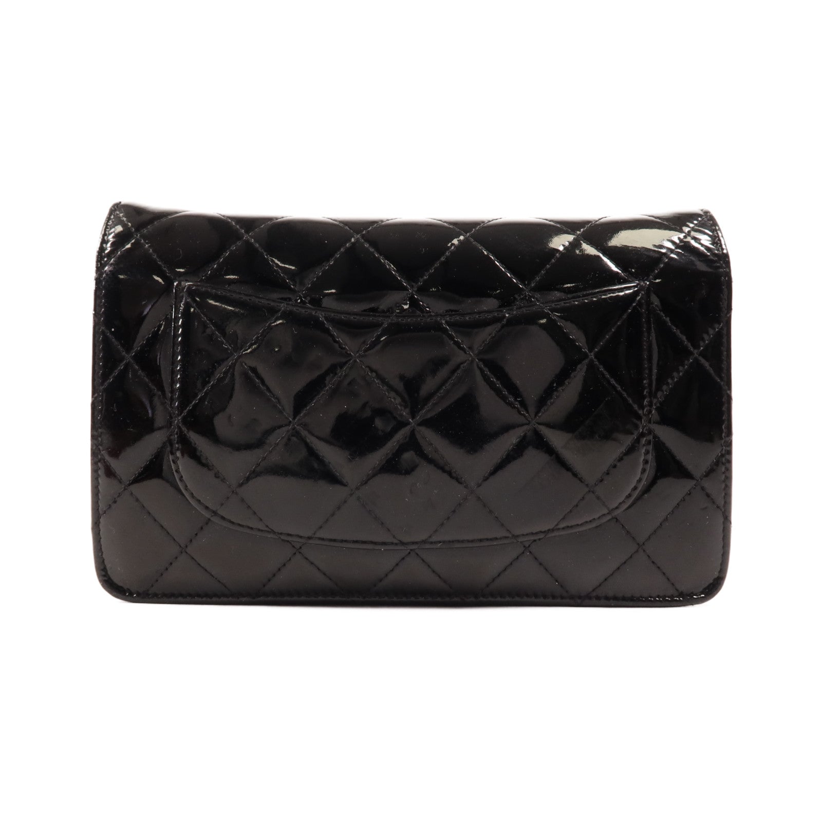 CHANEL 漆皮皮革Wallet On Chain銀扣鏈帶肩背袋