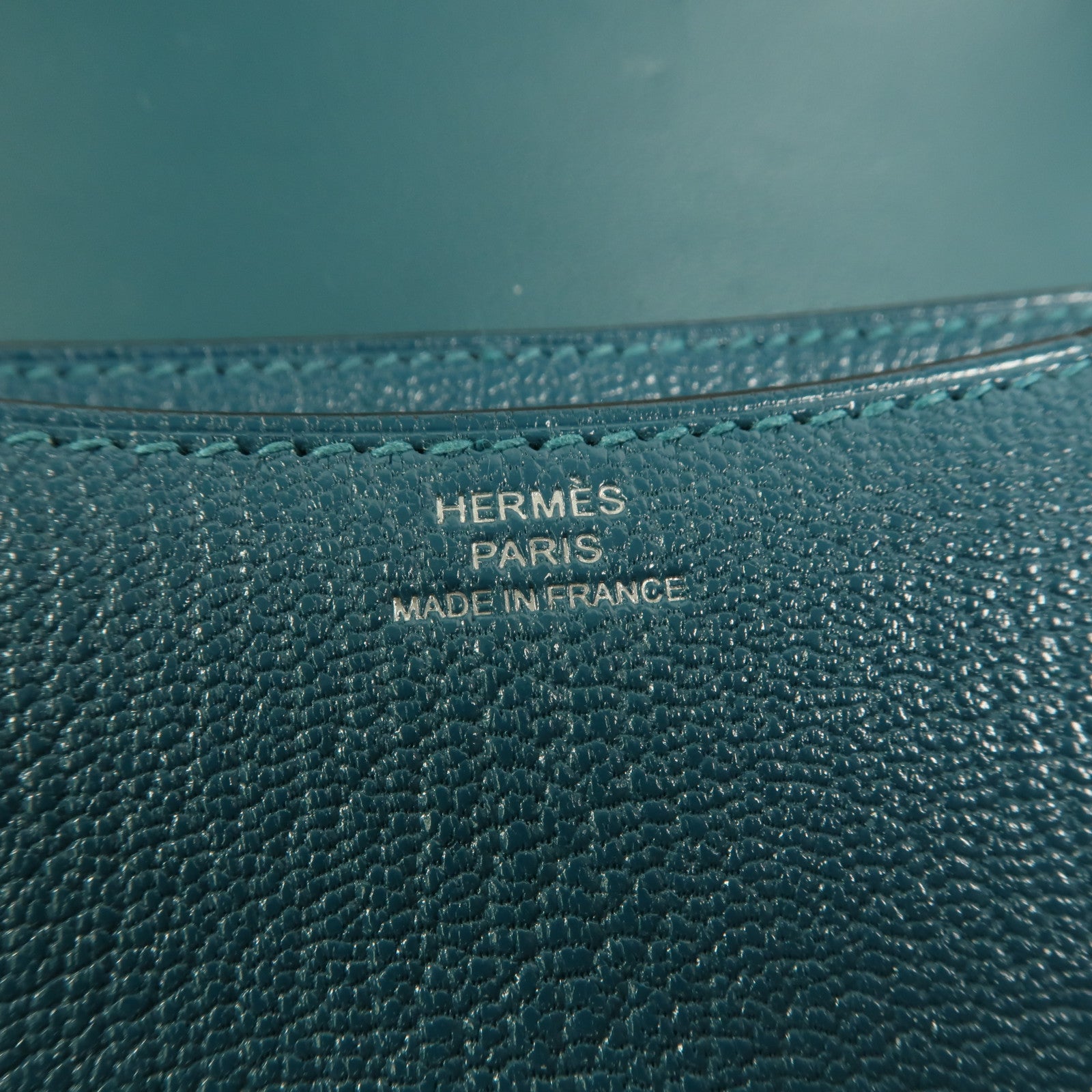 HERMES Chevre Mysore皮革Constance Mini肩背袋Vert Bosphore