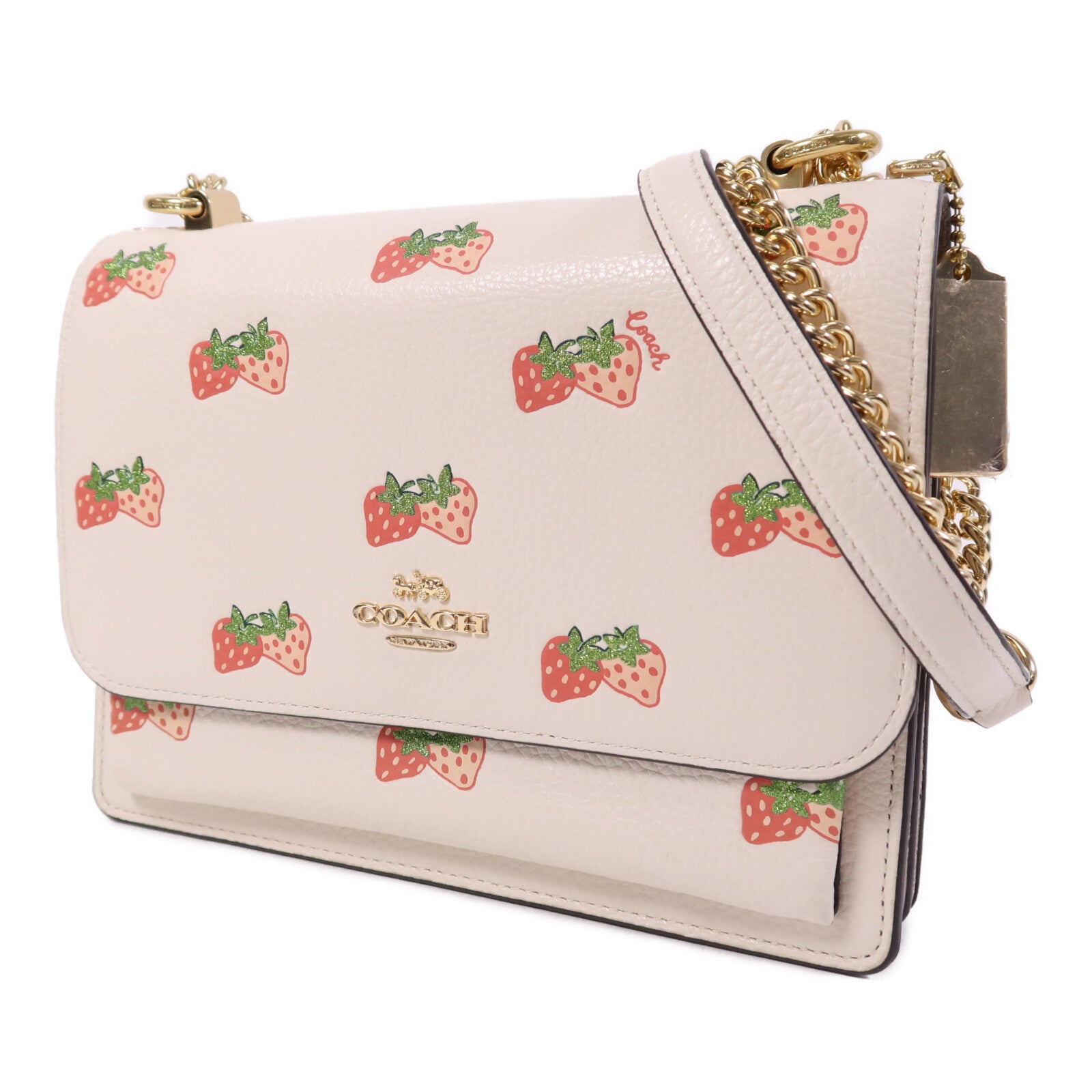 COACH 牛皮皮革Shoulder Bag金扣鏈帶肩背袋