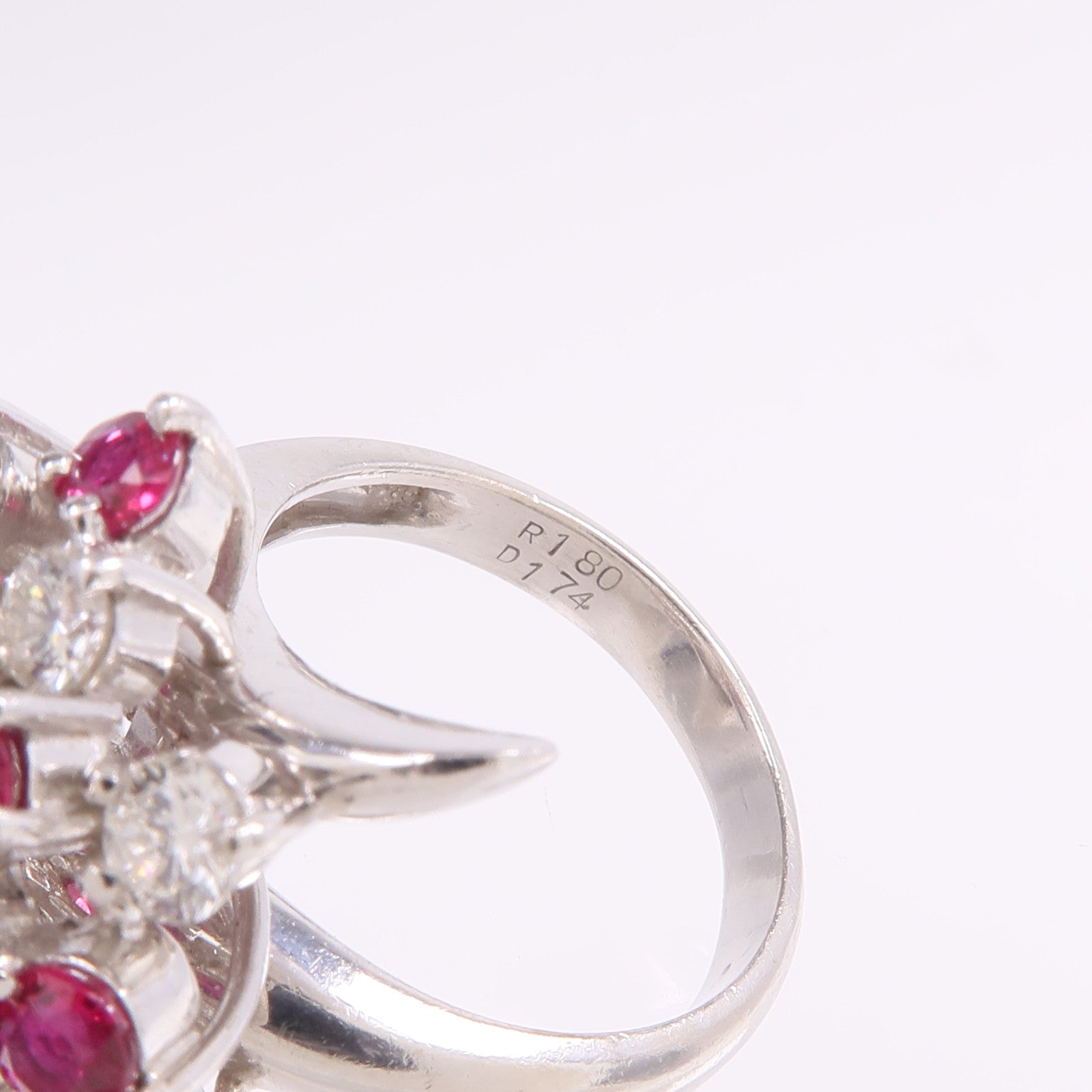 JEWELRY PT900鉑金Ruby Diamond Ring紅寶石/鑽石戒指US#5.5