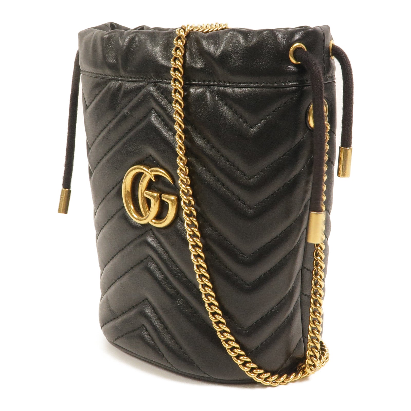 GUCCI 牛皮皮革GG Marmont Bucket鏈帶肩背袋