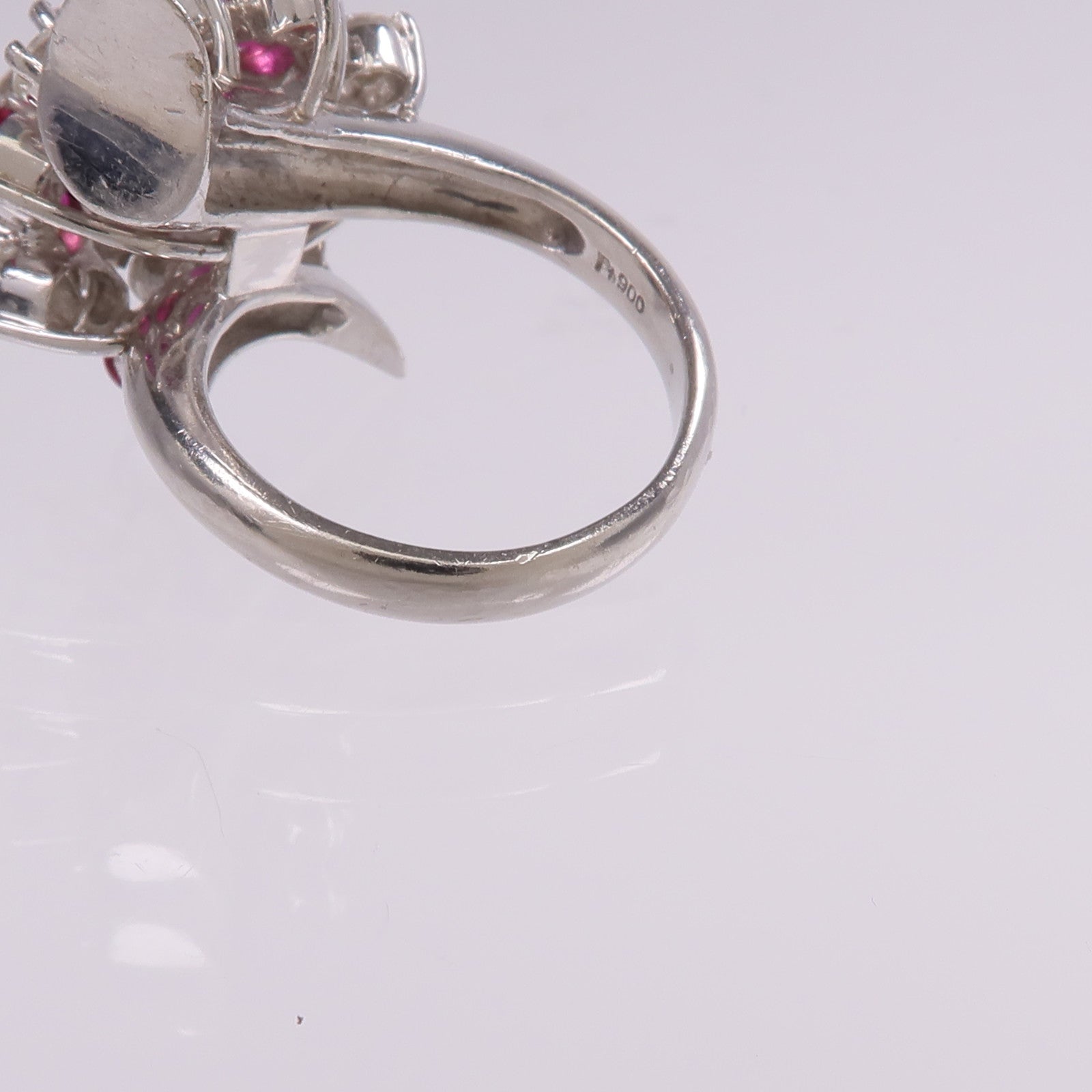 JEWELRY PT900鉑金Ruby Diamond Ring紅寶石/鑽石戒指US#5.5