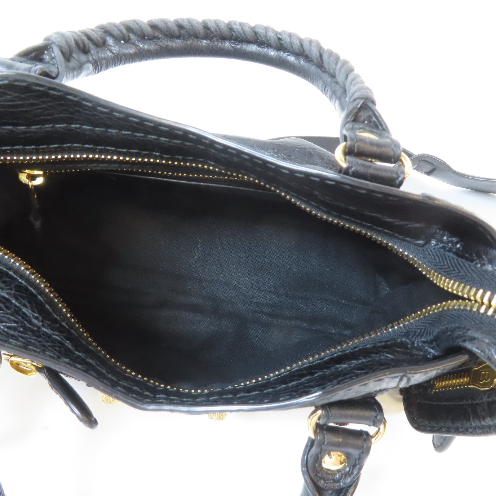 BALENCIAGA 羊皮皮革Mini City金扣手挽肩背兩用袋黑色