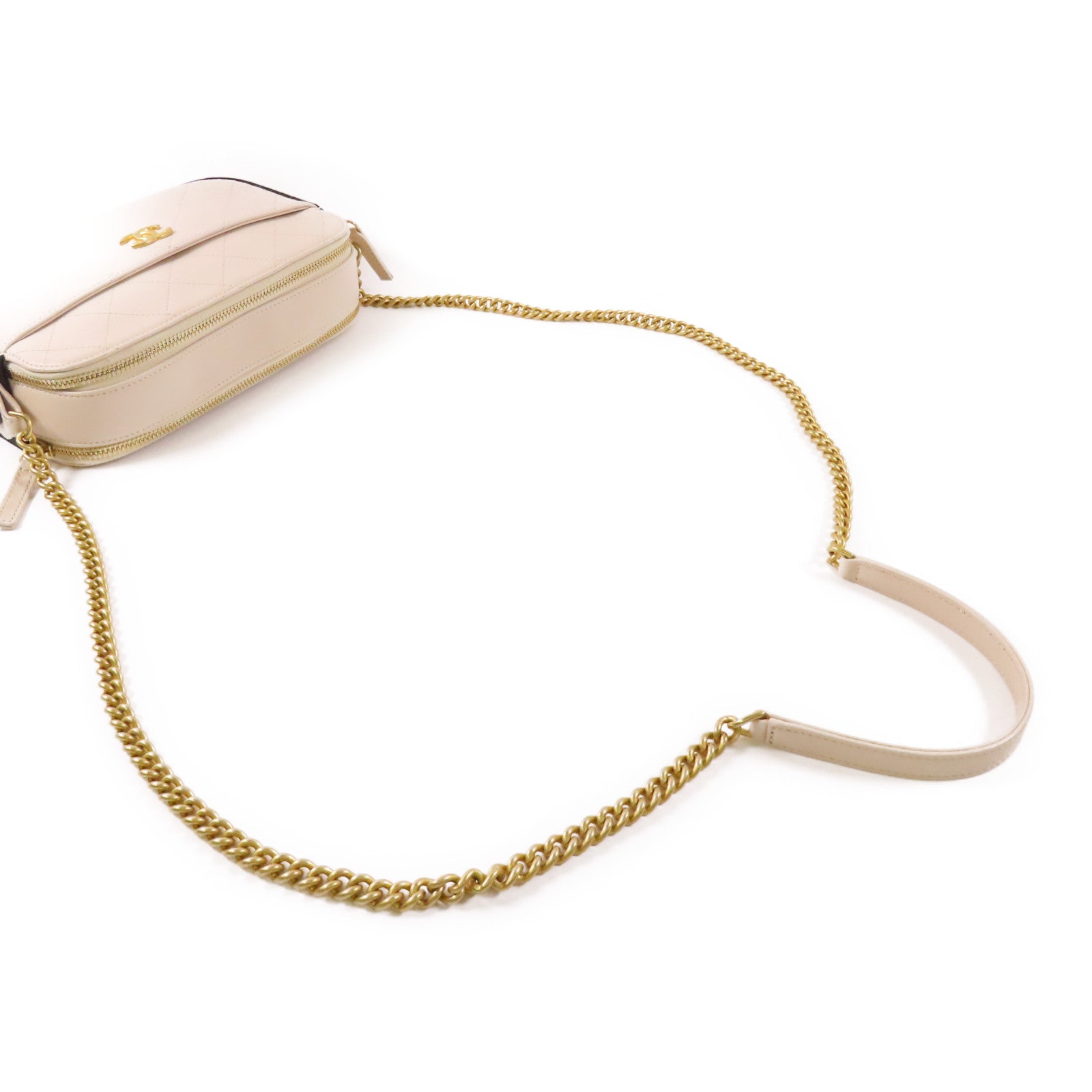 CHANEL 牛皮皮革Camera Bag金扣鏈帶肩背袋