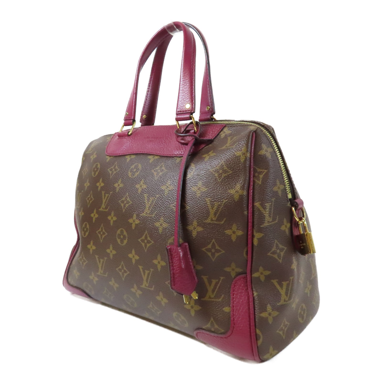 LOUIS VUITTON Monogram Retiro GM金扣手挽肩背兩用袋啡色/紅色