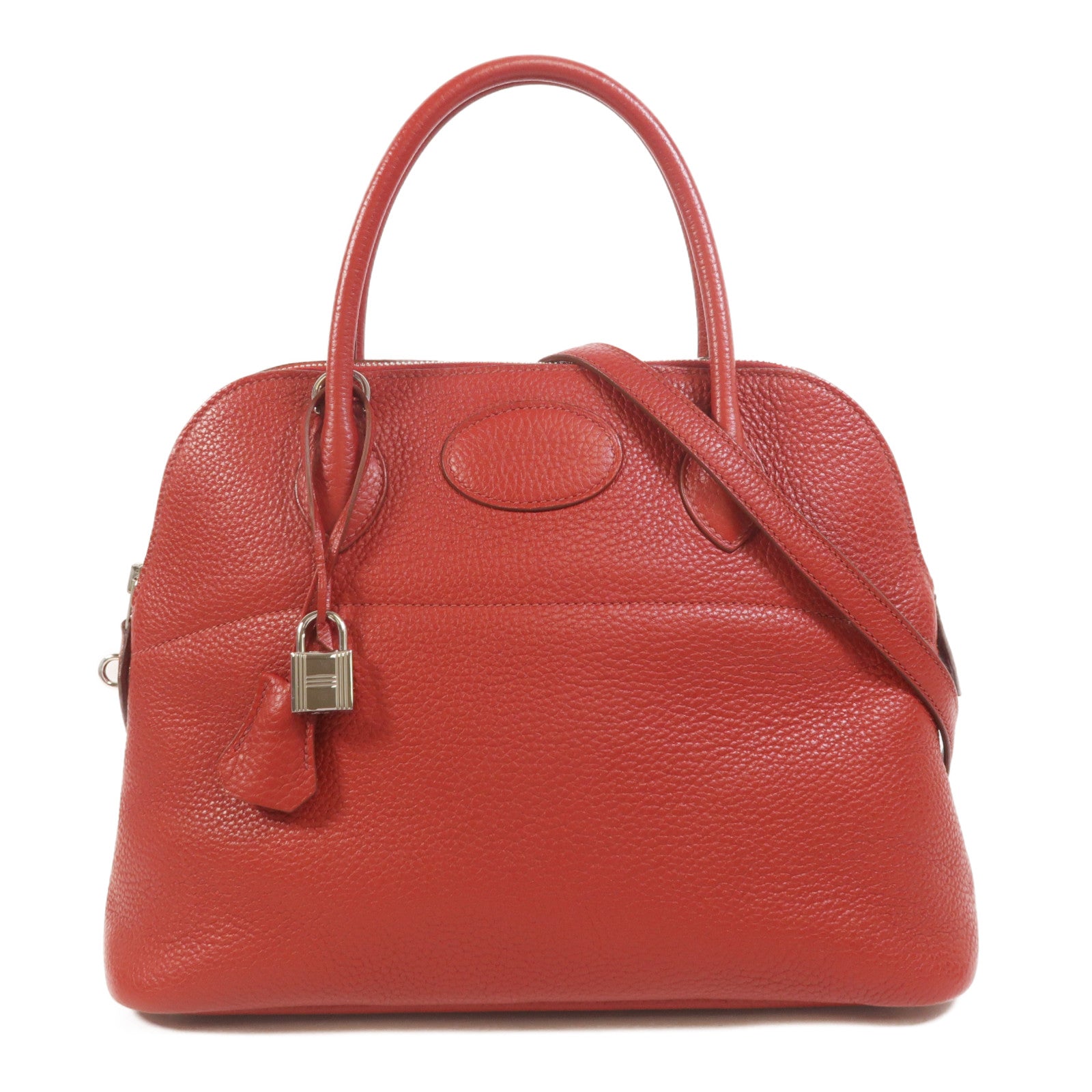 HERMES Clemence皮革Bolide 31手挽肩背兩用袋Rouge Garance
