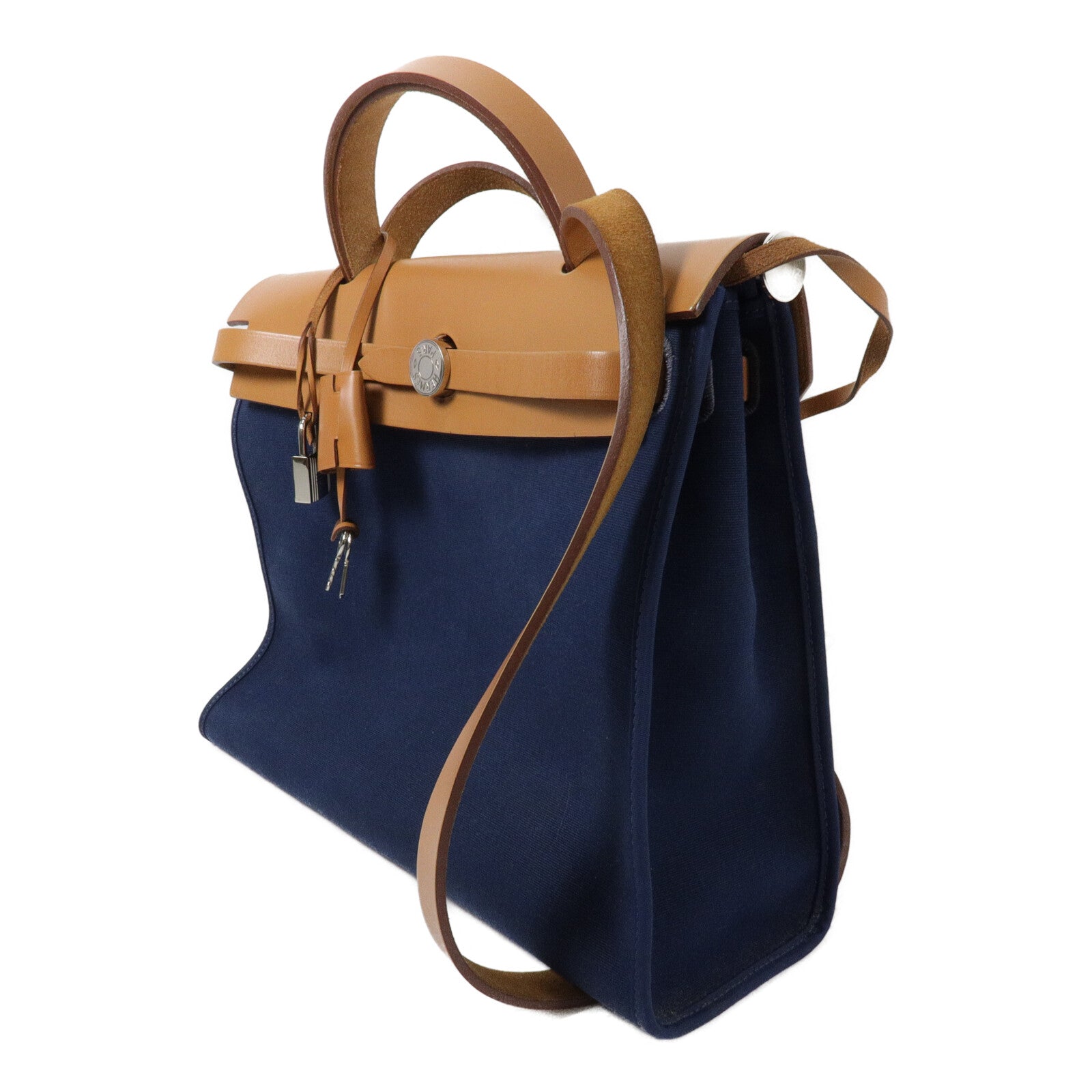 HERMES 帆布Herbag PM手挽肩背兩用袋Blue De Malte