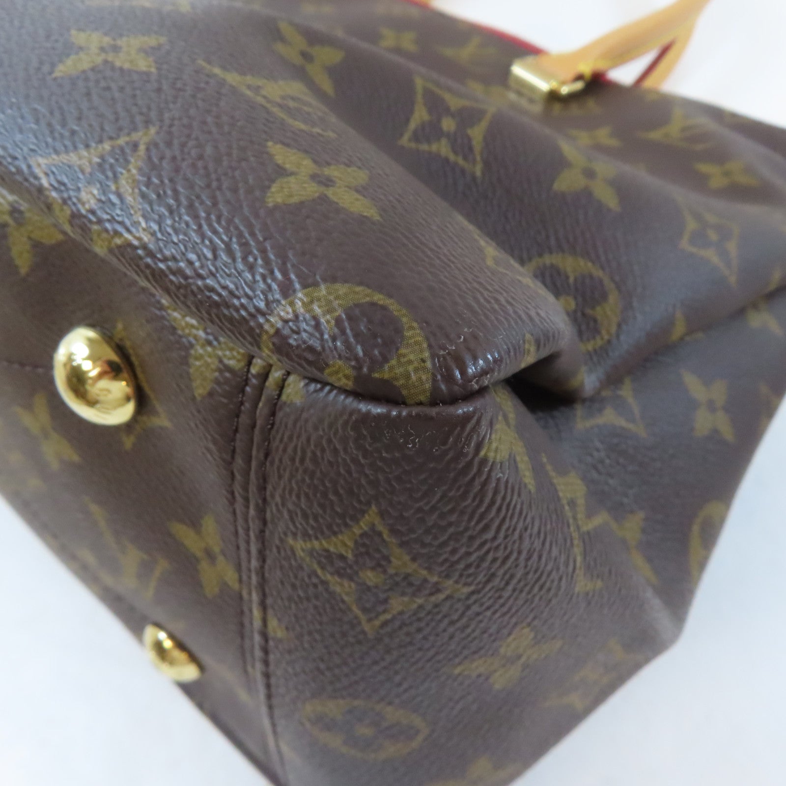 LOUIS VUITTON Monogram Pallas MM金扣手挽肩背兩用袋啡色/紅色