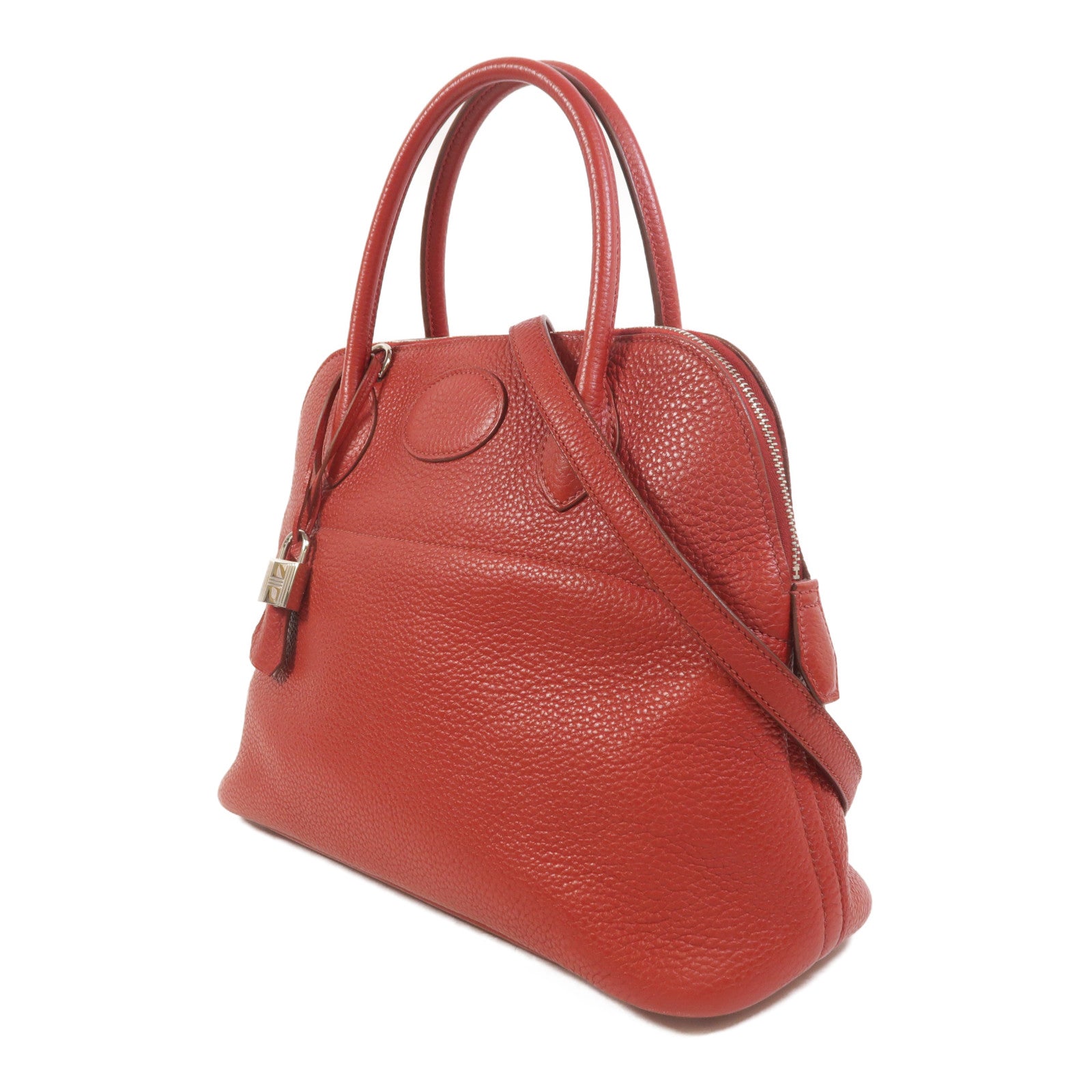 HERMES Clemence皮革Bolide 31手挽肩背兩用袋Rouge Garance