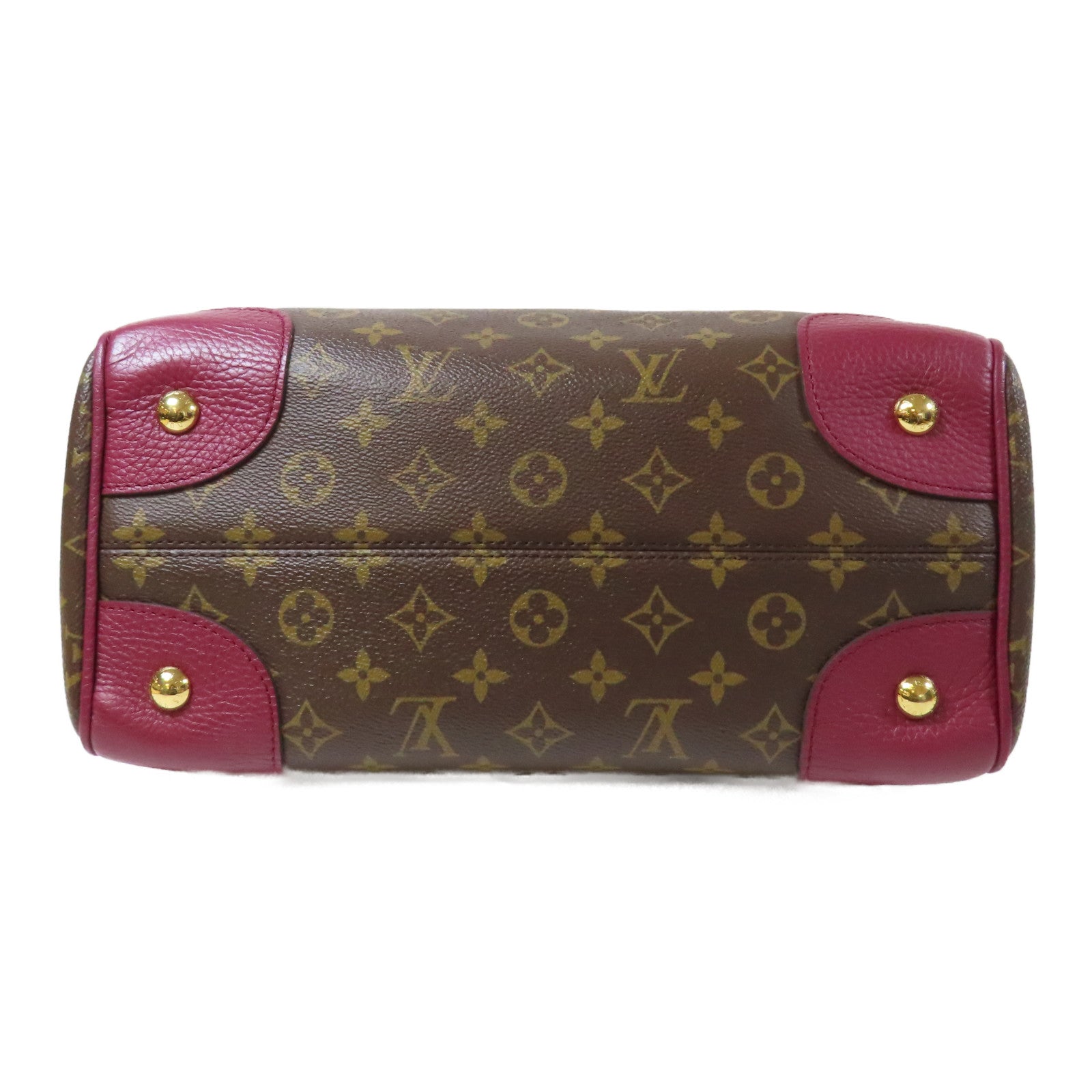 LOUIS VUITTON Monogram Retiro GM金扣手挽肩背兩用袋啡色/紅色