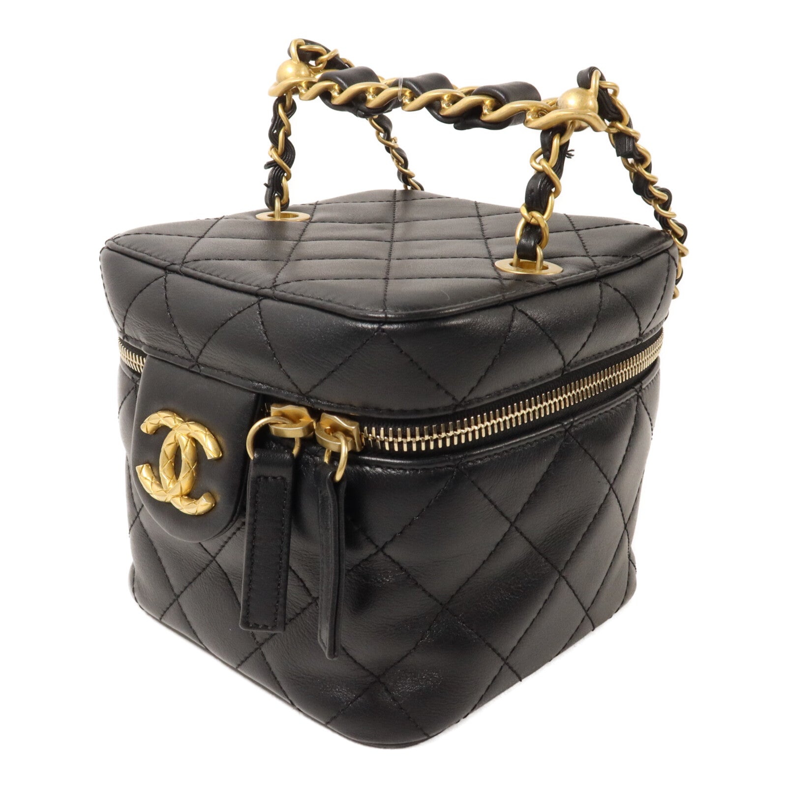 CHANEL 牛皮皮革Vanity Case 22S鏈帶手挽肩背兩用袋