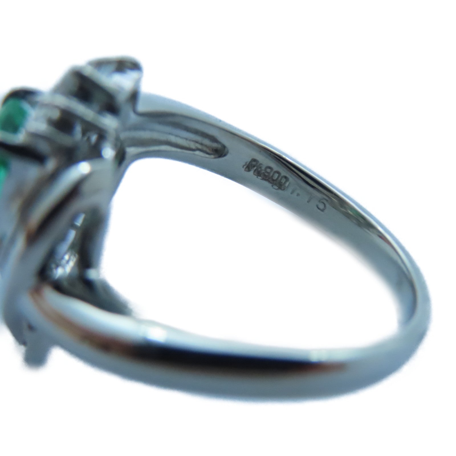 JEWELRY PT900白金Emerald/Diamond Ring 1.15ct綠寶石/0.50ct鑽石戒指US#6
