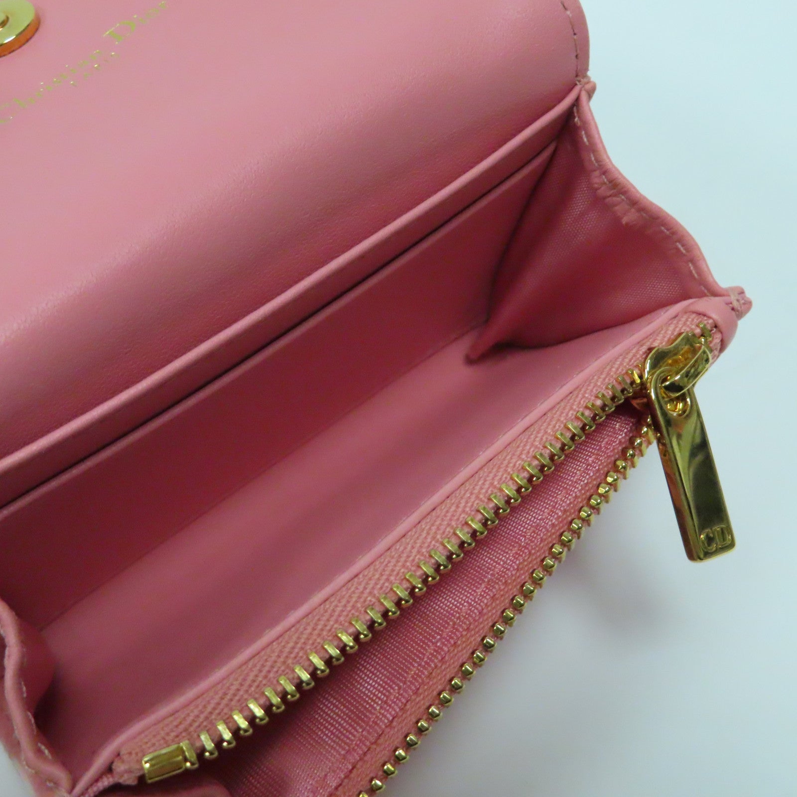 Dior 【激減優惠】羊皮皮革Card Case金扣卡片套粉紅色