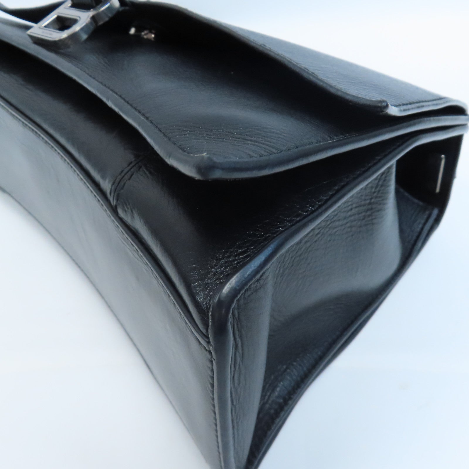 BALENCIAGA 羊皮皮革Crush銀扣肩背袋黑色