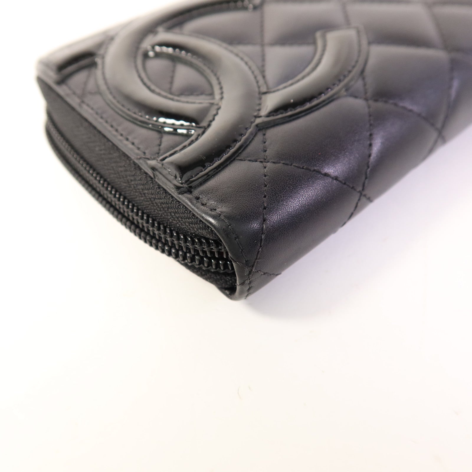 CHANEL 牛皮皮革Cambon Long Round Wallet銀扣長錢包